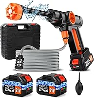 Lemolifys Cordless Battery Pressure Washer 1100 PSI Portable Handheld Car Patio Cleaner w/6-in-1 Nozzle 17FT Hose
