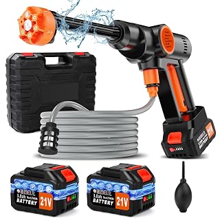 Battery Pressure Washer, Electric Power Washer Cordless, Portable Car Pressure Washer Handheld with 6-in-1 Nozzle,17FT Drain Hose,Power Cleaner for Patio Floor Fence Deck Indoor - Amazon product rated Grade A