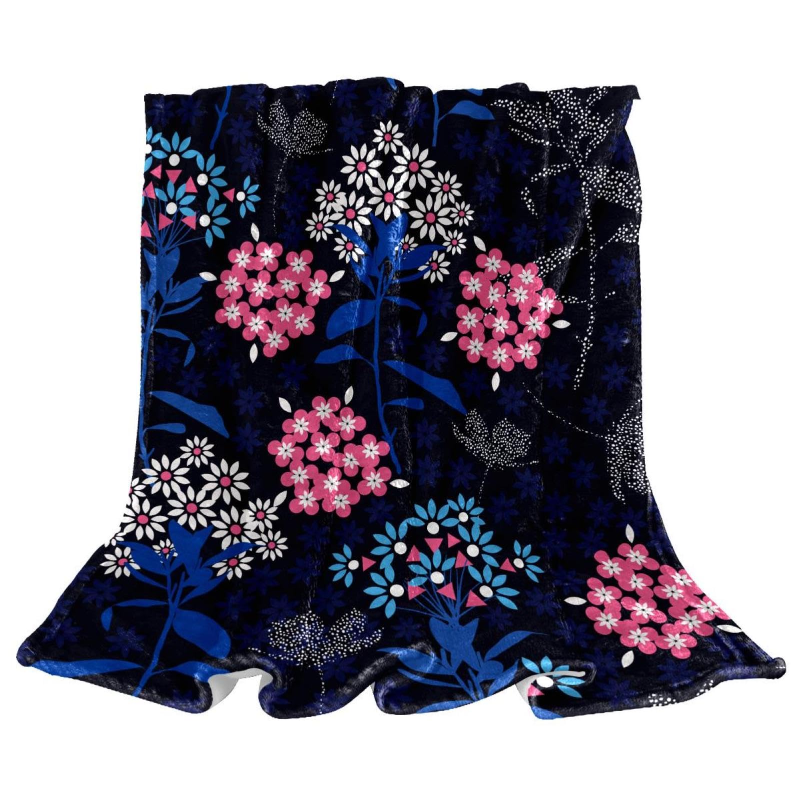 Couverture polaire fleur 150x200cm en microfibre douce et chaude pour lit et canapé