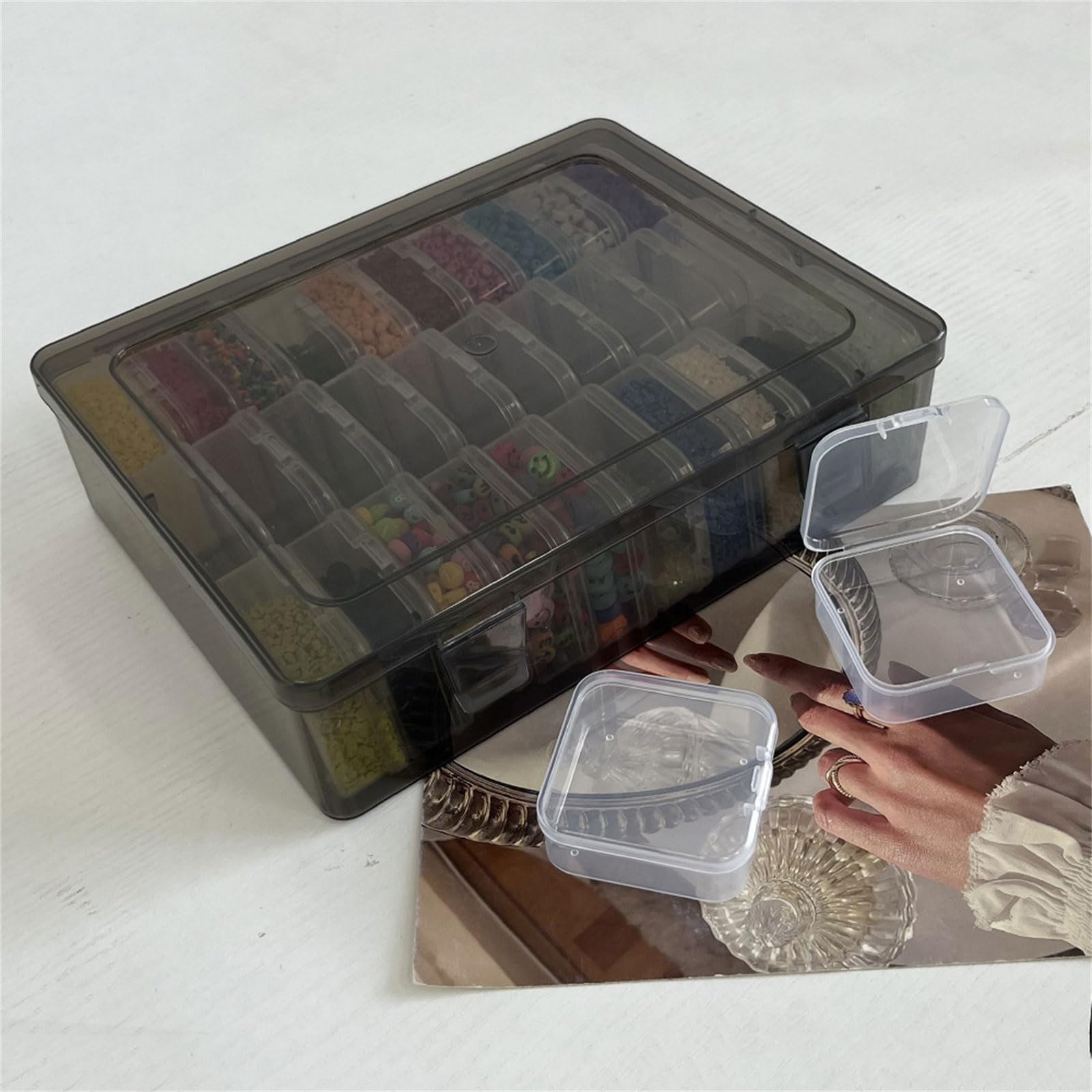 Organizzatori multifunzionali in plastica trasparente e robusta da 30 slot Accessorio per la casa per gioielli con perline e piccoli oggetti Vetrina per esposizione gioielli