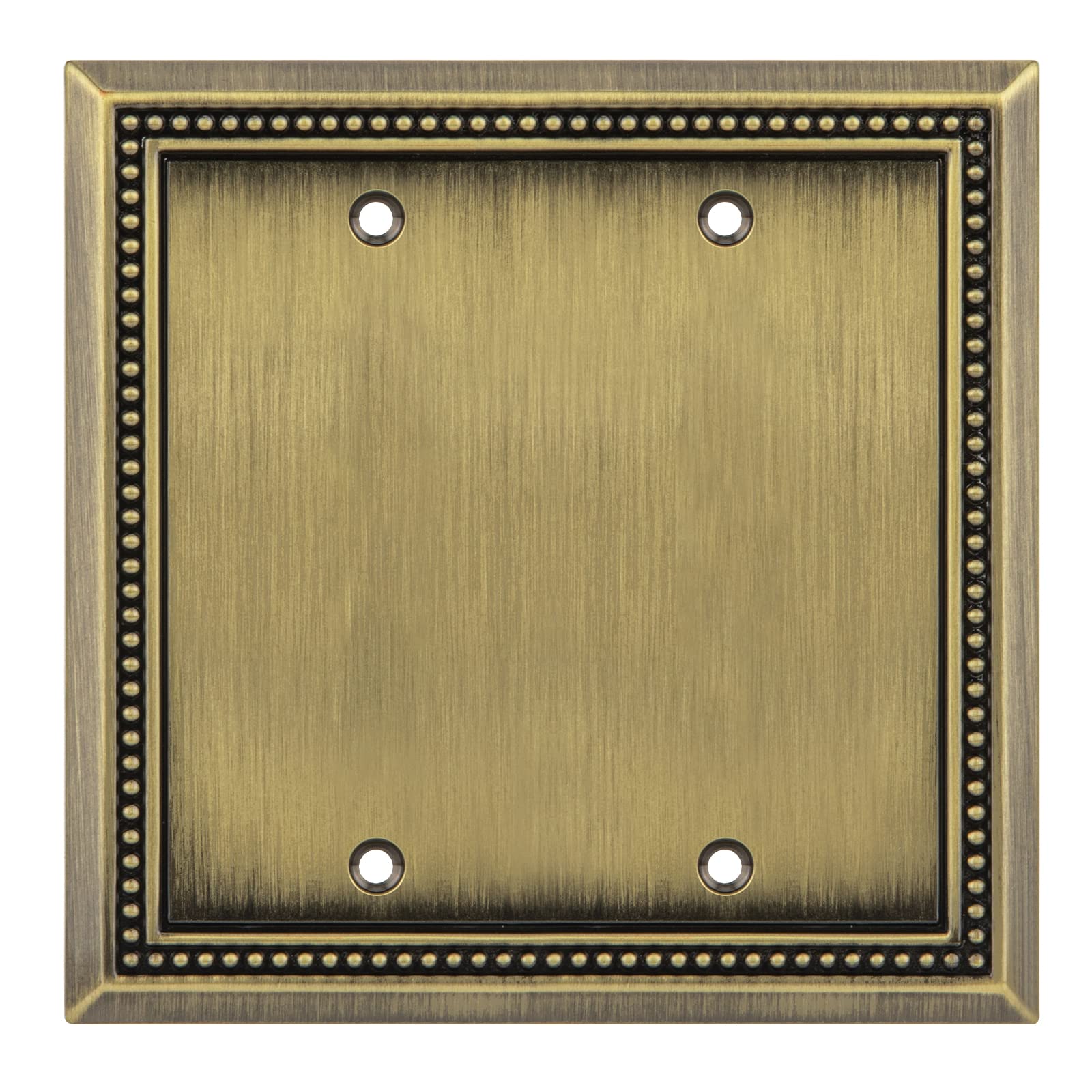 Henne Bery Sunken Pearls Heavy Duty Decorative Wall Plate Switch Plate Outlet Cover (Double Blank, Antique Brass)