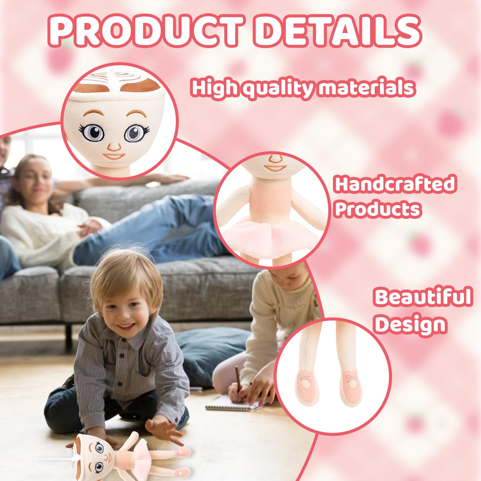 Ballerina Cappuccino Princess Plush Doll, Brain Rot Toys for Kids and Collectors Steal A Brainrot Plush - Image 3