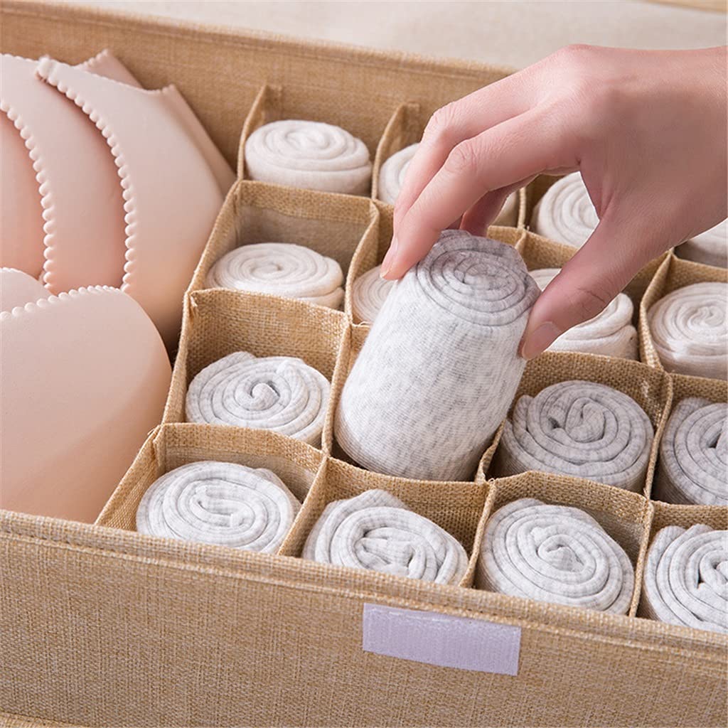 13 Griglie Biancheria Intima Cassetto Organizzatore Vestiti Organizzatore Scatola di immagazzinaggio Reggiseno Guanti Armadio Organizzatore Scatola portaoggetti con Coperchio (D 34 * 26 * 12 cm)