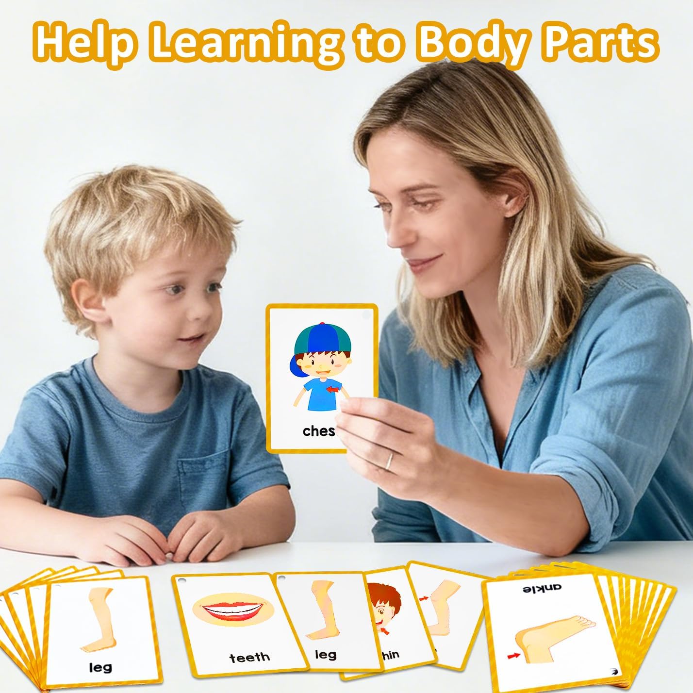 Learning Flashcards Body Parts, 28 Different Body Parts Educational Cards, Social Learning Card for Kids