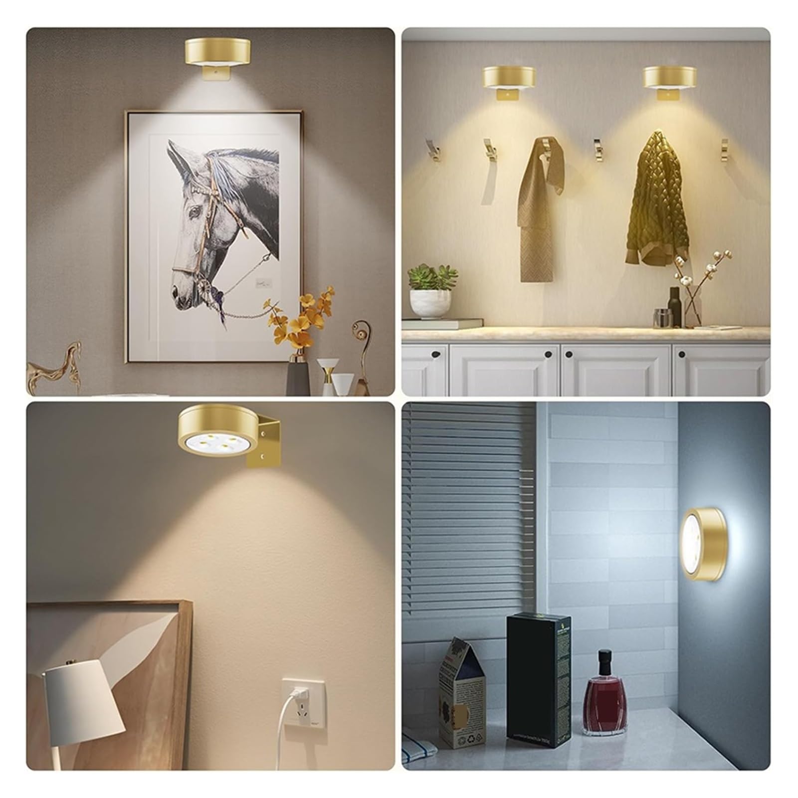 3/6 Pezzi Di Luci For Quadri A Batteria, Magnetiche A LED For Pittura Con Timer Dimmerabile Remoto, 3 Modalità Illuminazione, Luce For Esposizione Artistica Facile da installare(White-3pcs)