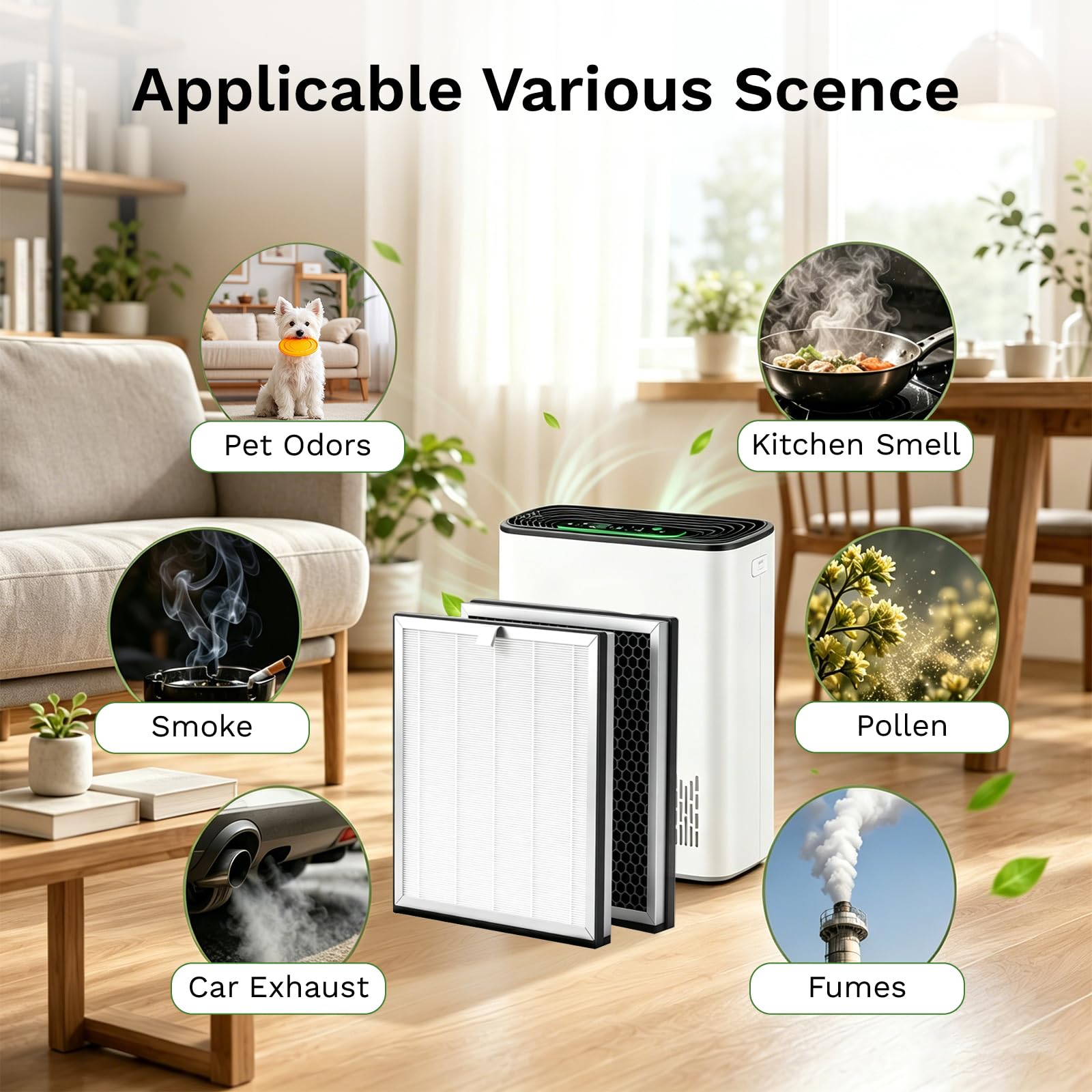 2er Ersatzfilter Kompatibel mit KNKA Luftreiniger APH3000, 3 Stufen der Luftreiniger Filter mit True HEPA Filter H13 und Aktivkohlefilter, Entfernt 99,97% Staub, Pollen, Gerüche
