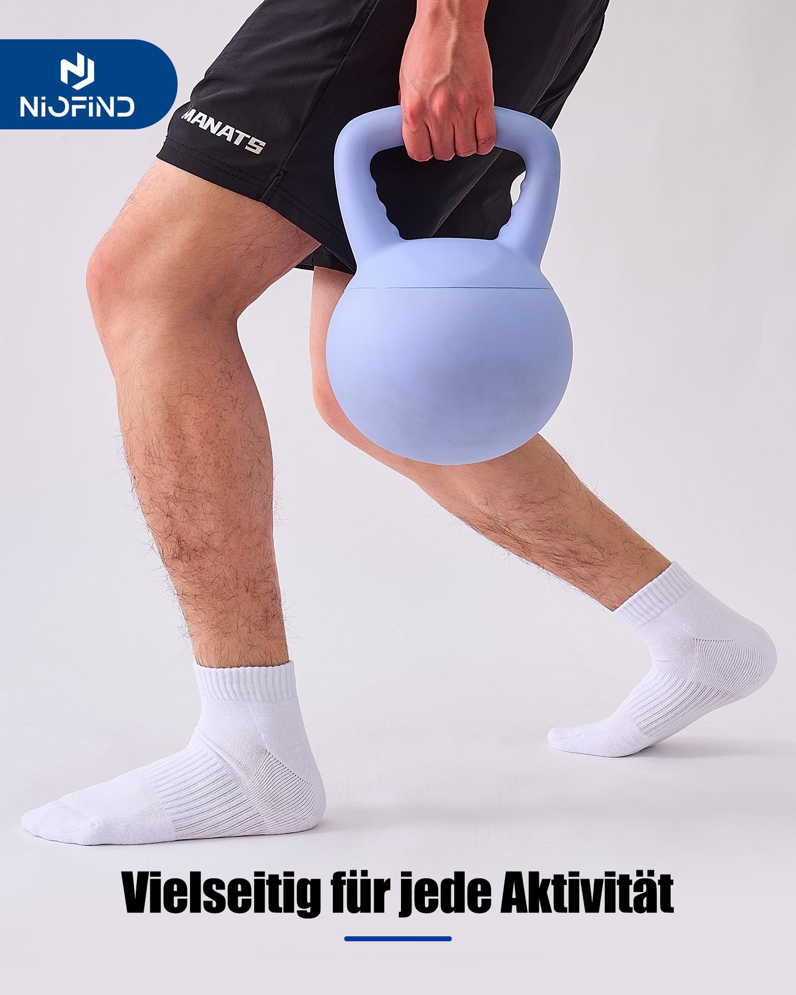 Niofind 6 par skarpety męskie bawełniane oddychające, Męskie Sportowe Skarpety amortyzowane, Krótkie Sportowe Skarpetki treningowe do biegania fitness i codziennego użytku