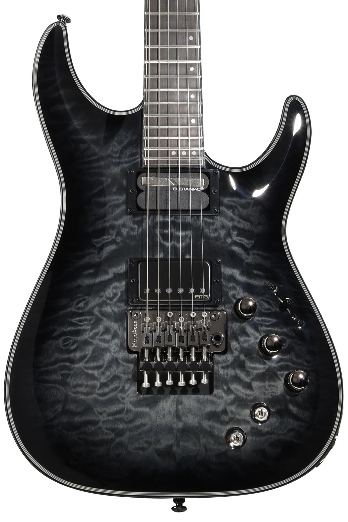 Hellraiser Hybrid C-1 with Floyd Rose and Sustaniac - Trans Black Burst