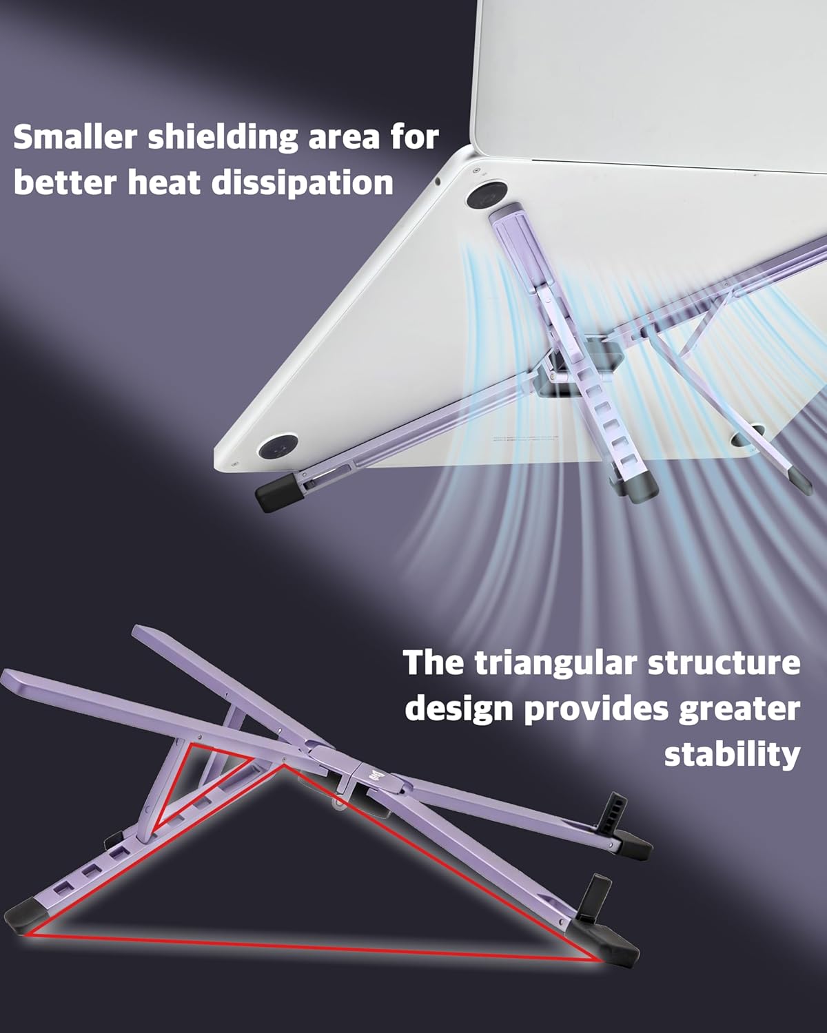 Pocket-Sized Foldable Laptop/Tablet Stand,Lightweight Zinc Alloy,5-Level Height Adjustment,Portable for Travel,Office,Library & Cafe,Fits 9-16" Laptops,Custom Purple–Ideal Gift for Women