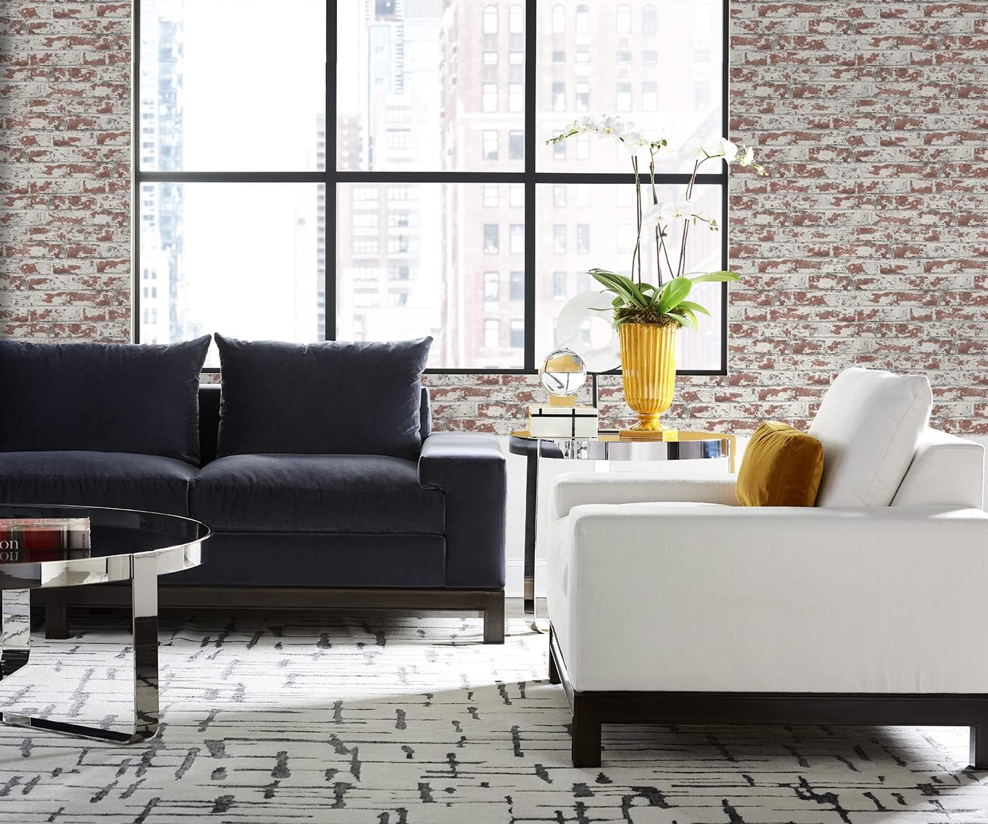 Lillian August Luxe Haven Soho Brick Peel and Stick Wallpaper (Terra Cotta), Terracotta