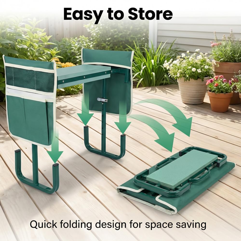 HEYIDAMAI Tabouret de jardin pliable - Hauteur réglable - 60 x 52 x 27 cm - Pour le jardinage, le camping, la pêche