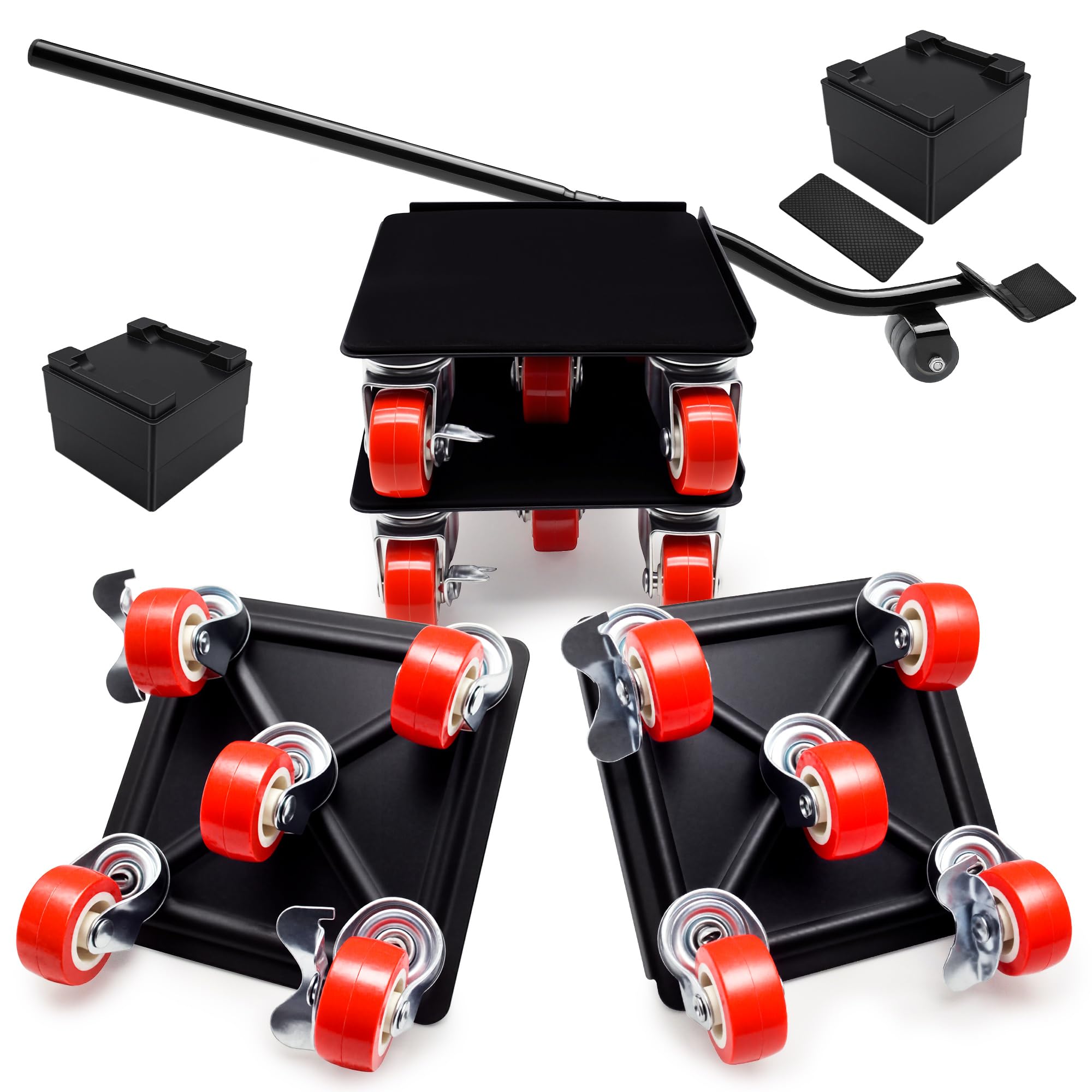 Heavy Duty Industrial Furniture Movers with Wheels Dolly Lifter Sliders 5 Rollers Casters Cart Black 1200 lb Capacity