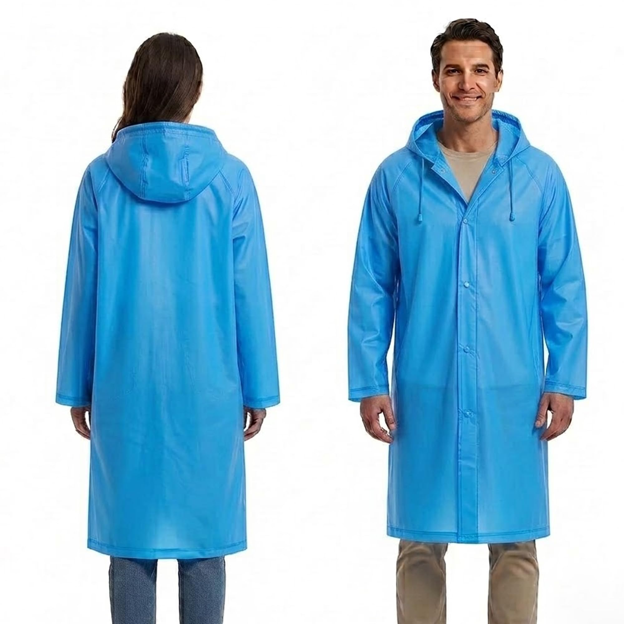 EVA Raincoat for Men & Women, Waterproof Rain Jacket with Adjustable Hood, Reusable & Durable Rain Poncho for Bike Riding, Travel, Camping, Trekking & Outdoor Wear - 1 Pcs-image-28