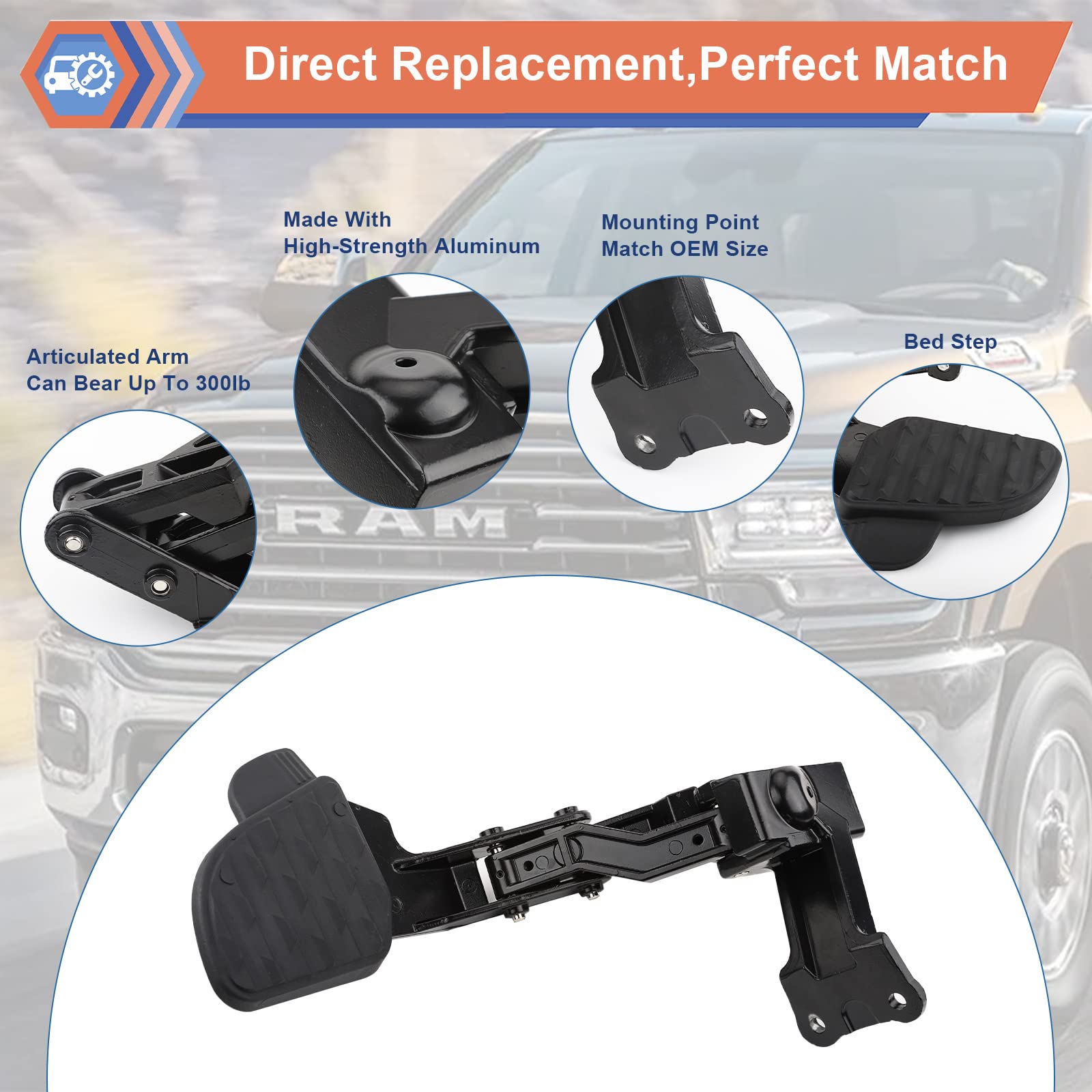 Rear Bed Step Retractable Bumper Step For Dodge Ram 2500 3500 2019 2020 2021 Replace 82215842AH