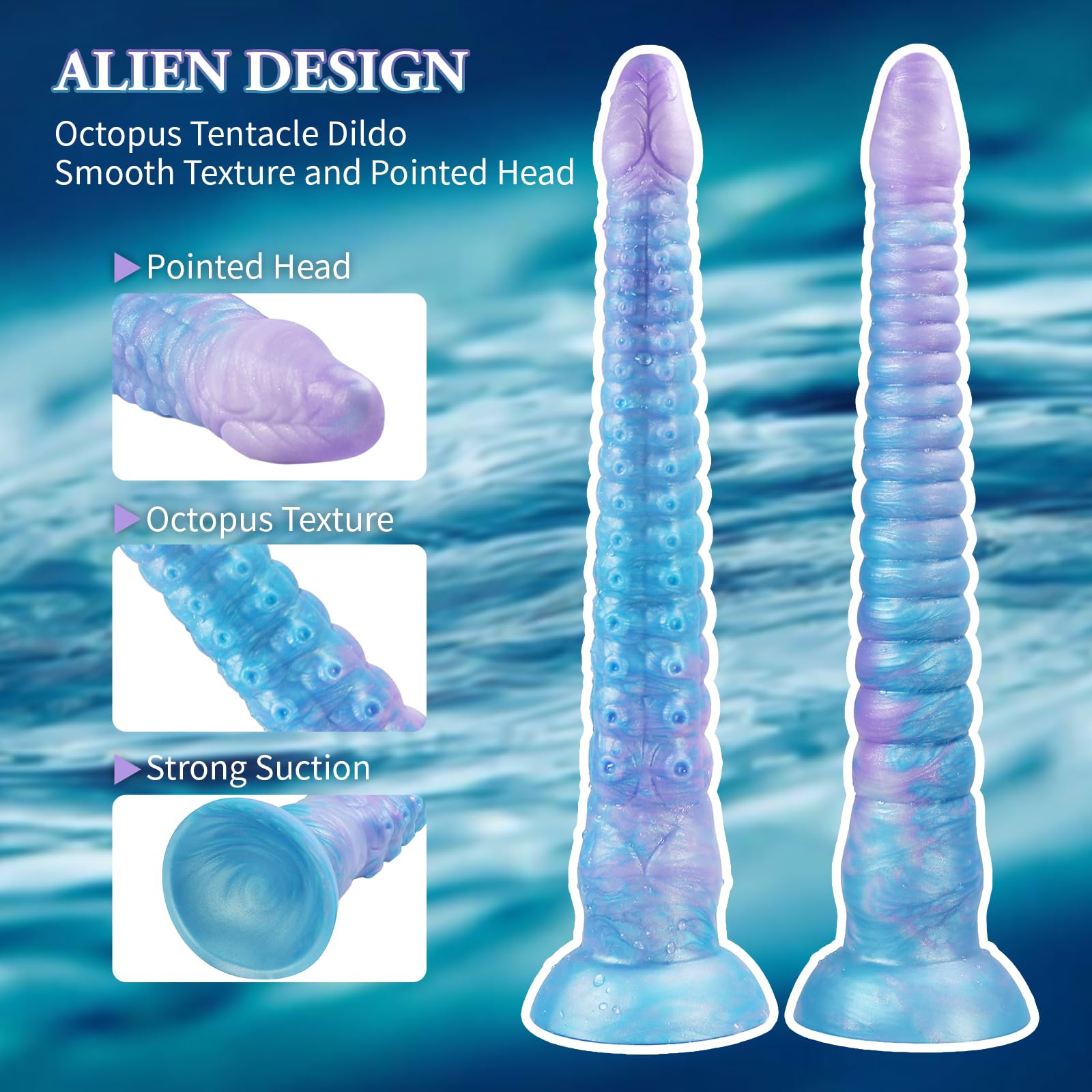 12inch Long Anal Dildo Realistic Tentacle Dildo with Suction, Thin Silicone Dragon Dildos Octopus Anal Plug Adult Toys for Men Gay Couples