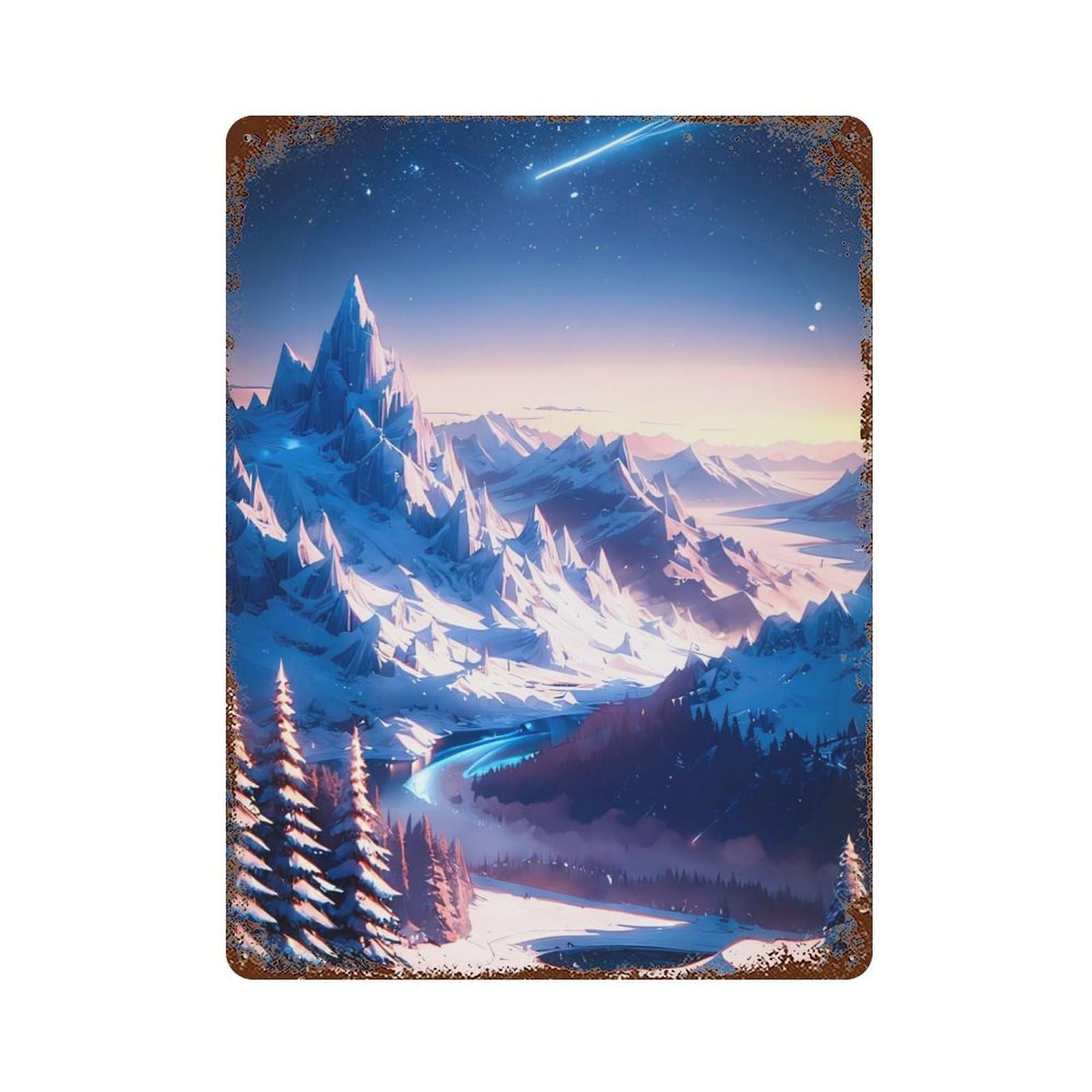 Retro Metal Sign with Frozen Majesty Design 15.7"x11.8", for Living Room, Hallway And Home Decor, Farmhouse Wall Decor