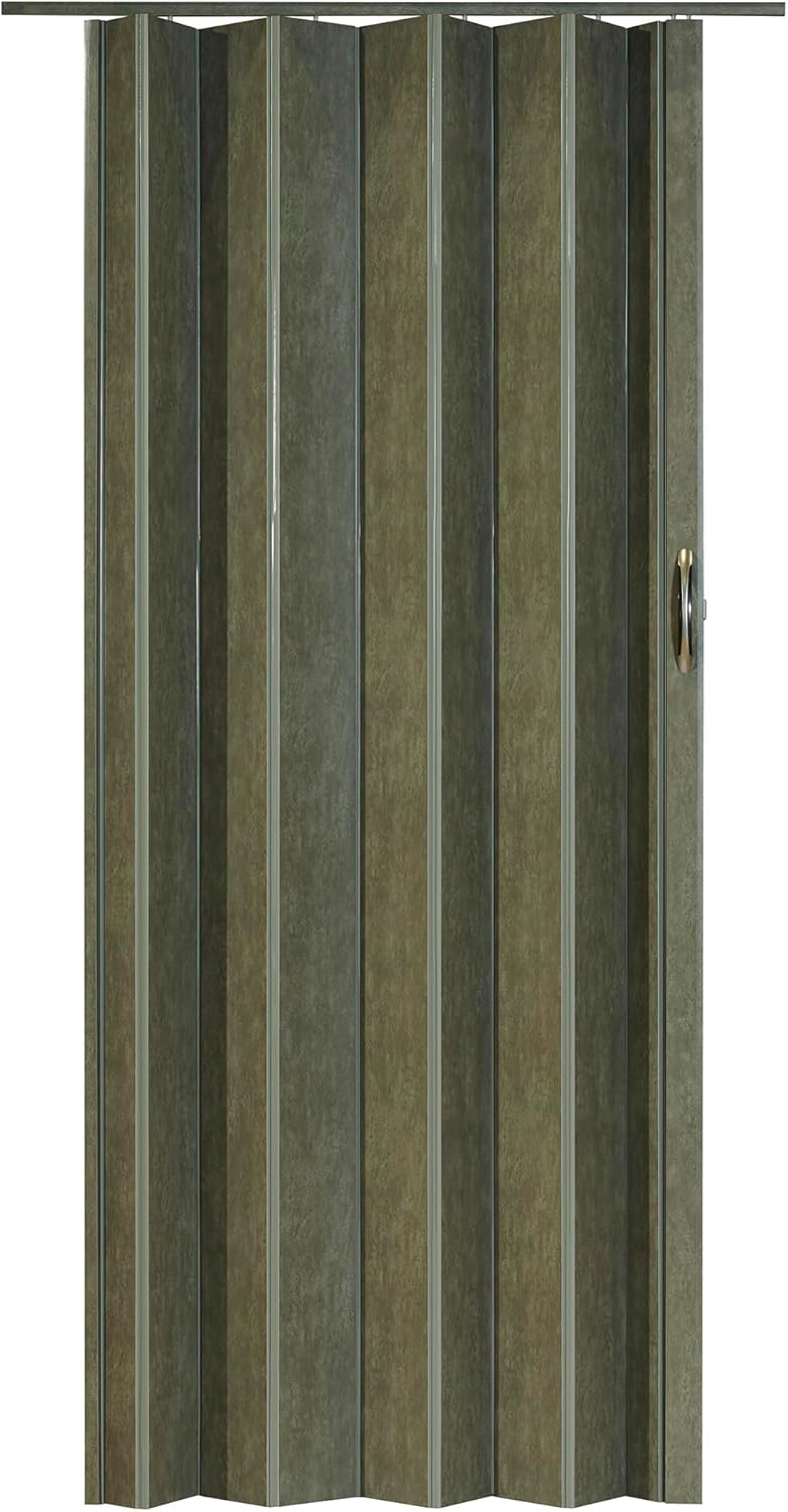 Towne Collection Berkshire 48" x 80" Vinyl Folding Door – Space Saving Accordion Room Divider – Black, Reversible Handing, Trim-to-Fit, Easy DIY Install
