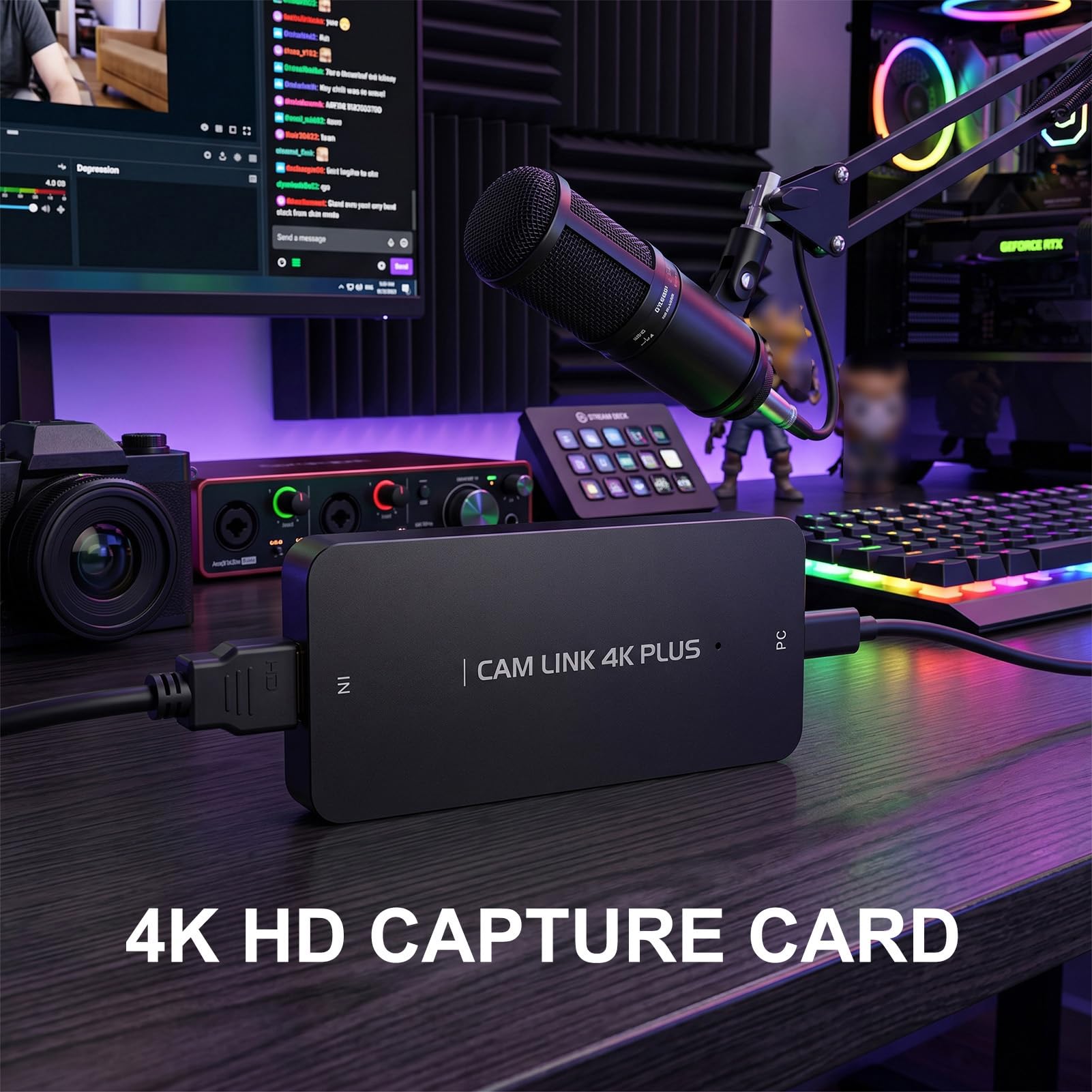 Docooler Tarjeta de captura de vídeo 4K Plus, USB 3.0 de alta velocidad de transmisión, plug and play para grabación de PC, conexión estable, calidad de imagen clara