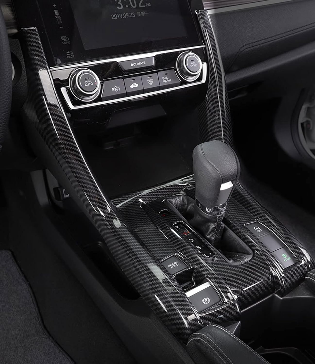 Car Accessories Center Console Gear Shift Panel Cover Trim Frame Cover Fit for Honda Civic 10TH Gen 2021 2020 2019 2018 2017 2016 ABS 1PC(Carbon Fiber Style)