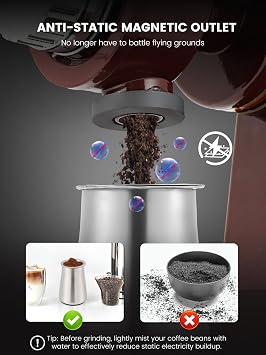 Huanyu Stainless Steel Coffee Grinder Electric with 8 Grinding Settings Red and Huanyu Electric Coffee Bean Grinder with Closed Grinding System Anti-Static Design for Dust-Free Home Use Bundle