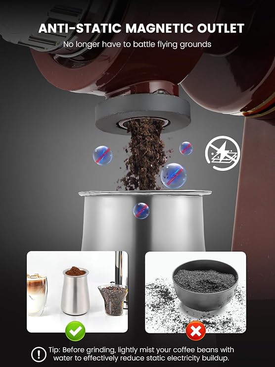 Huanyu Stainless Steel Coffee Grinder Electric with 8 Grinding Settings Red and Huanyu Electric Coffee Bean Grinder with Closed Grinding System Anti-Static Design for Dust-Free Home Use Bundle
