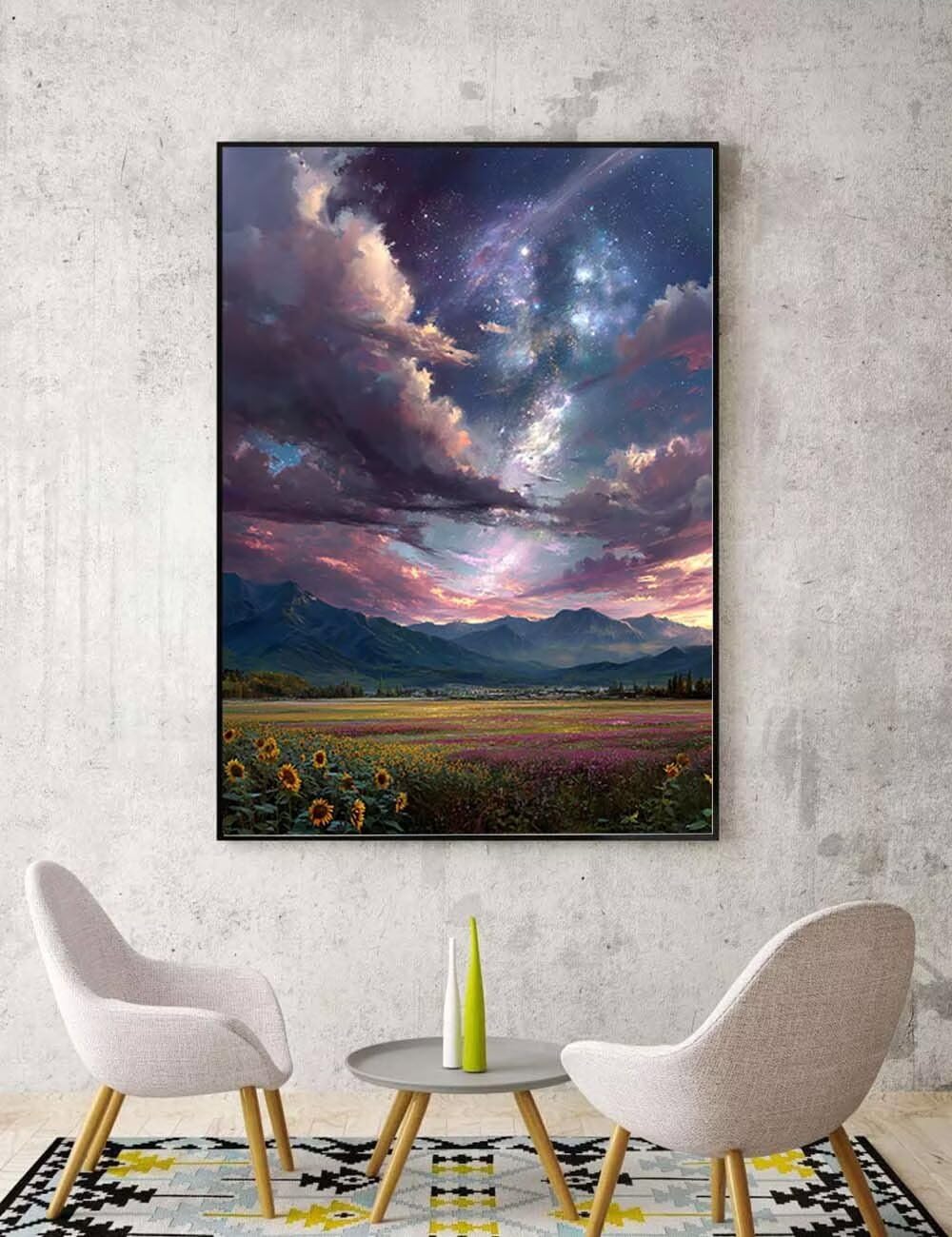 Malen Nach Zahlen Erwachsene, Blume Landschaft Paint by Numbers Malen Nach Zahlen, DIY mit Pinseln und Acrylfarben Handgemalt Ölgemälde Leinfür Geschenke und Dekoratio (100x135cm) PjY8827 N-U