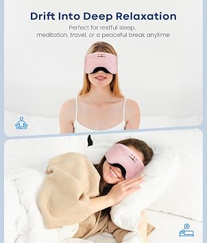 MUSICOZY Bluetooth Sleep Mask Headphones 5.4, Wireless Over-Ear Headphones Washable Zipper Sleep Headphones Mask with HD Stereo Speakers for Side Sleepers Travel & Relaxation, Gifts for Men Women