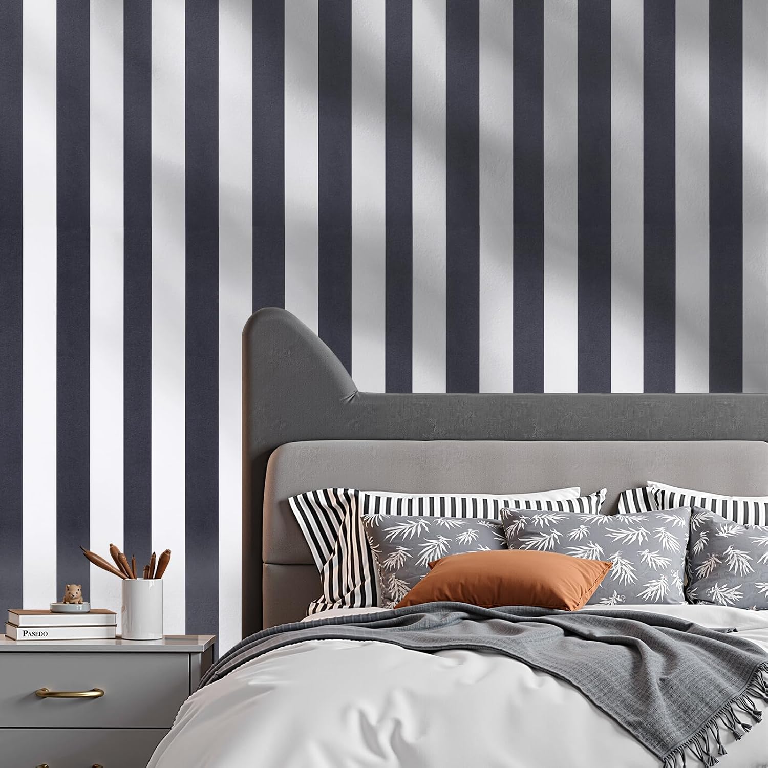 VEVOR Peel and Stick Wallpaper, 17.7 x 590.5 inch Contact Paper Black White Modern Geometric Waterpoof Self Adhesive, Easy to Clean Wall Decorative Vinyl Roll for Bedroom Kitchen Bathroom Office