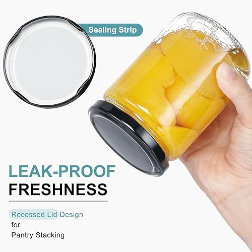 Miniatura 4 de Tarros de vidrio de 12 onzas con tapas, 20 tarros de velas vacías para hacer velas, tarros de conservas Mason para especias, mermelada, líquidos,