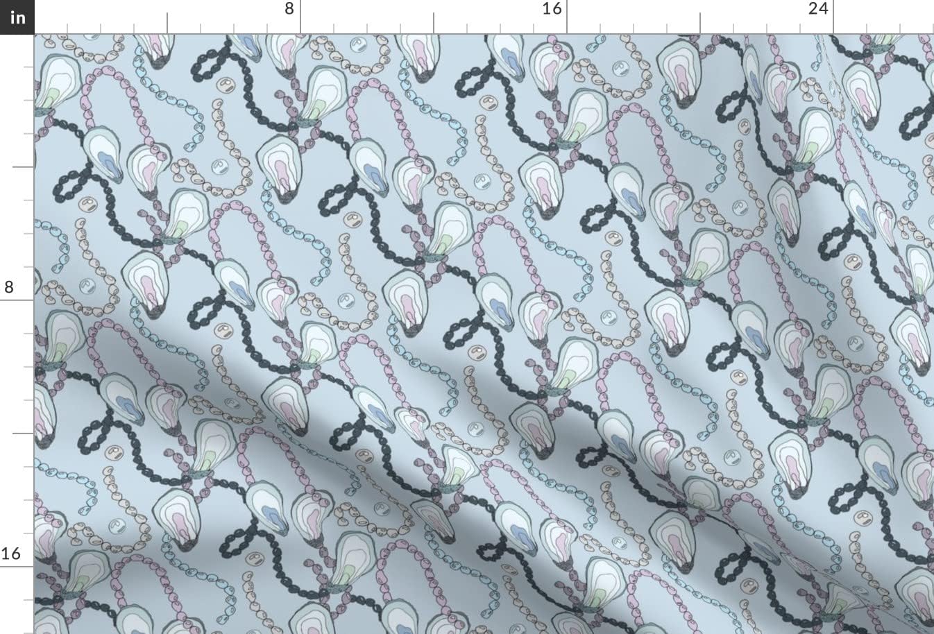 Spoonflower Fabric - Oysters Sea Shells Beach Ocean Shell Printed on Upholstery Velvet Fabric Fat Quarter - Upholstery Home Decor Bottomweight Apparel