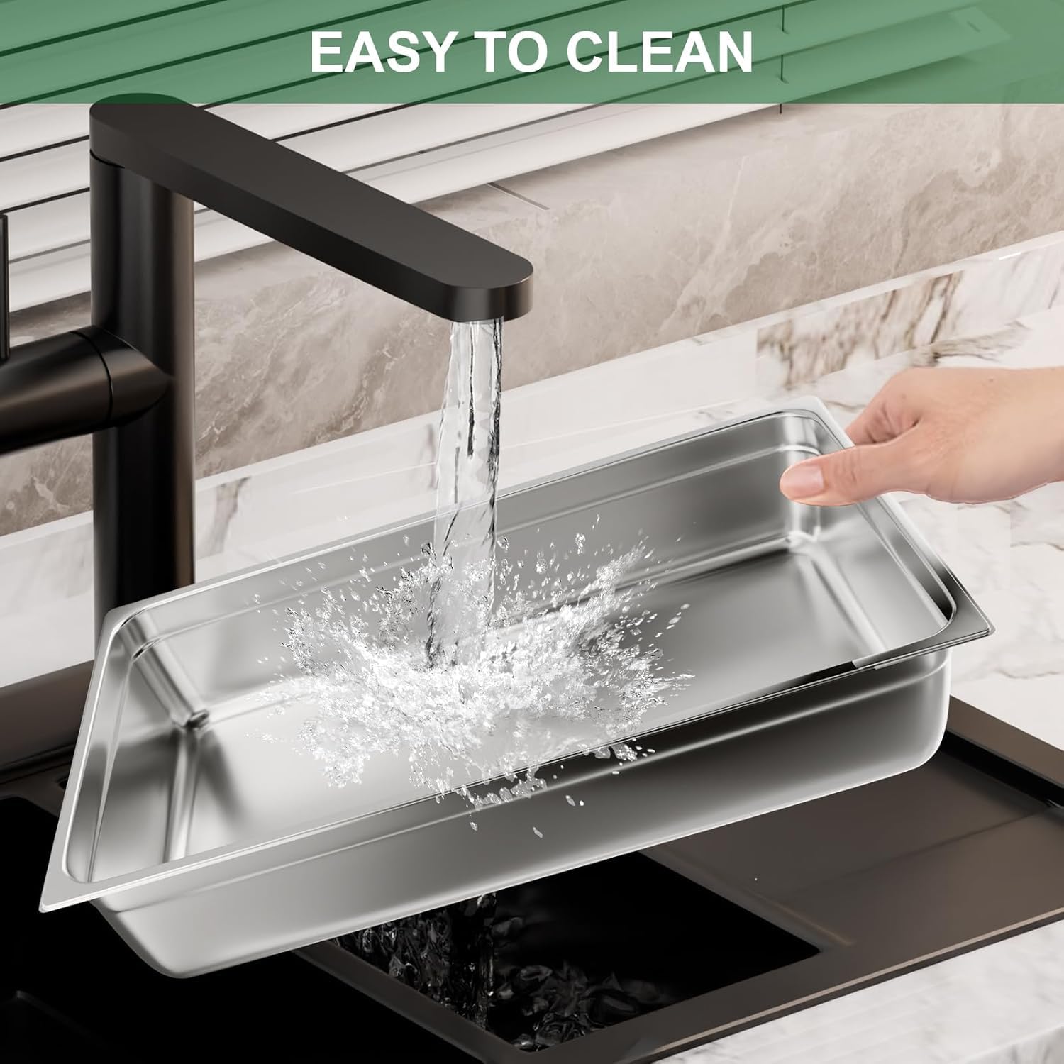 TAIMIKO GN 1/1 - Contenedores gastronométricos de acero inoxidable de 100 mm, 6 unidades, aptos para alimentos y resistentes al calor, para alimentos, tartas, hoteles, cocinas