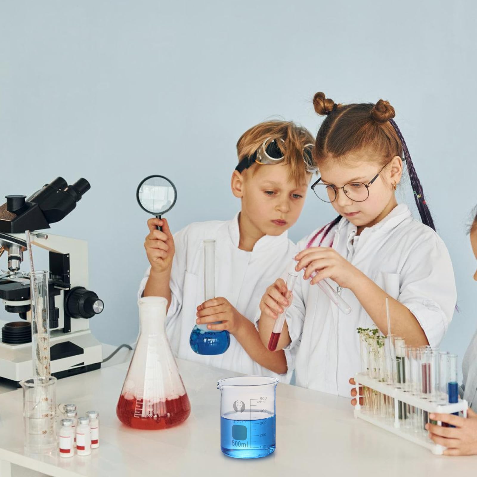 Glas Becherglas Set 50 ml 100 ml 250 ml 500 ml 1000 ml, 5er Set Abgestufter Messbecher, Borosilikatglas Glasbecher für Labor, Glasmessbecher-Set, für Labore, Klassenzimmer Heimgebrauch