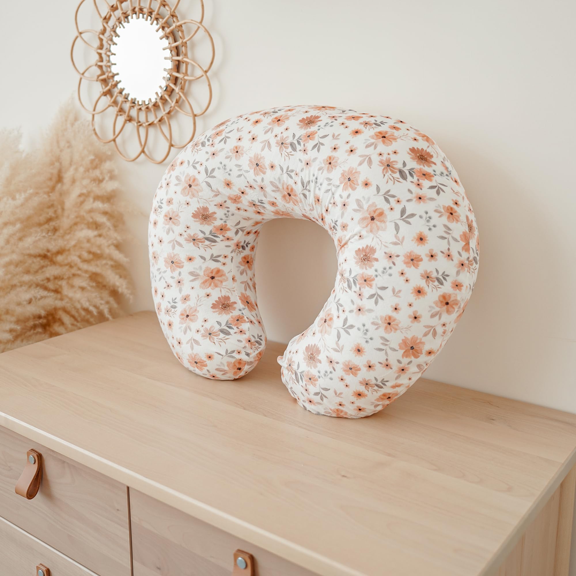 Konssy Paquete de 2 fundas de almohada de lactancia, suave y cómoda, para almohadas de lactancia, funda de almohada para bebés, niñas y niños recién nacidos (marrón, floreciente)