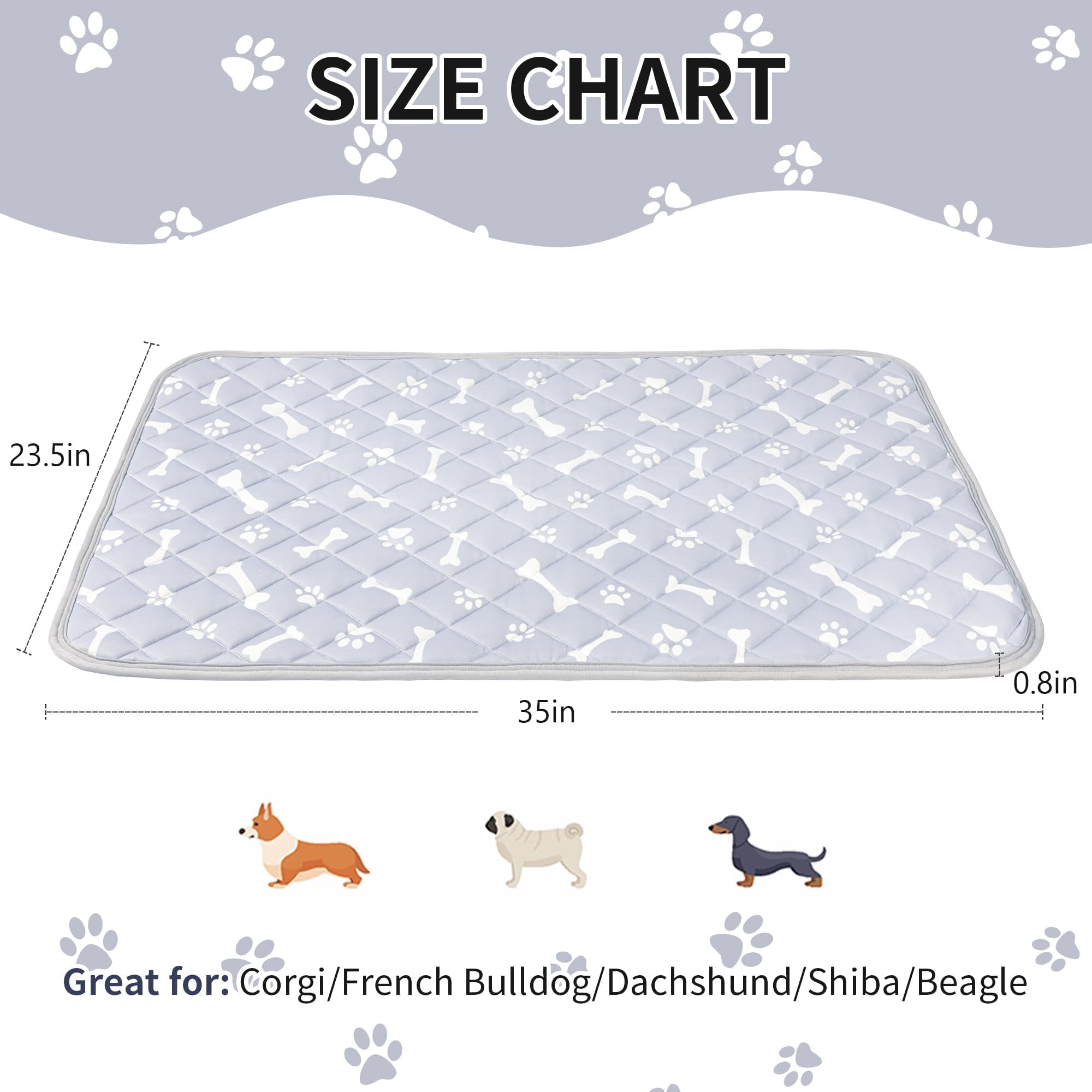 NACOCO Tapis rafraîchissant pour chien avec design intérieur antidérapant et imperméable, anti-fuite, extra épais, lavable en machine, pour chiens de taille moyenne et grande pour cages, lits,