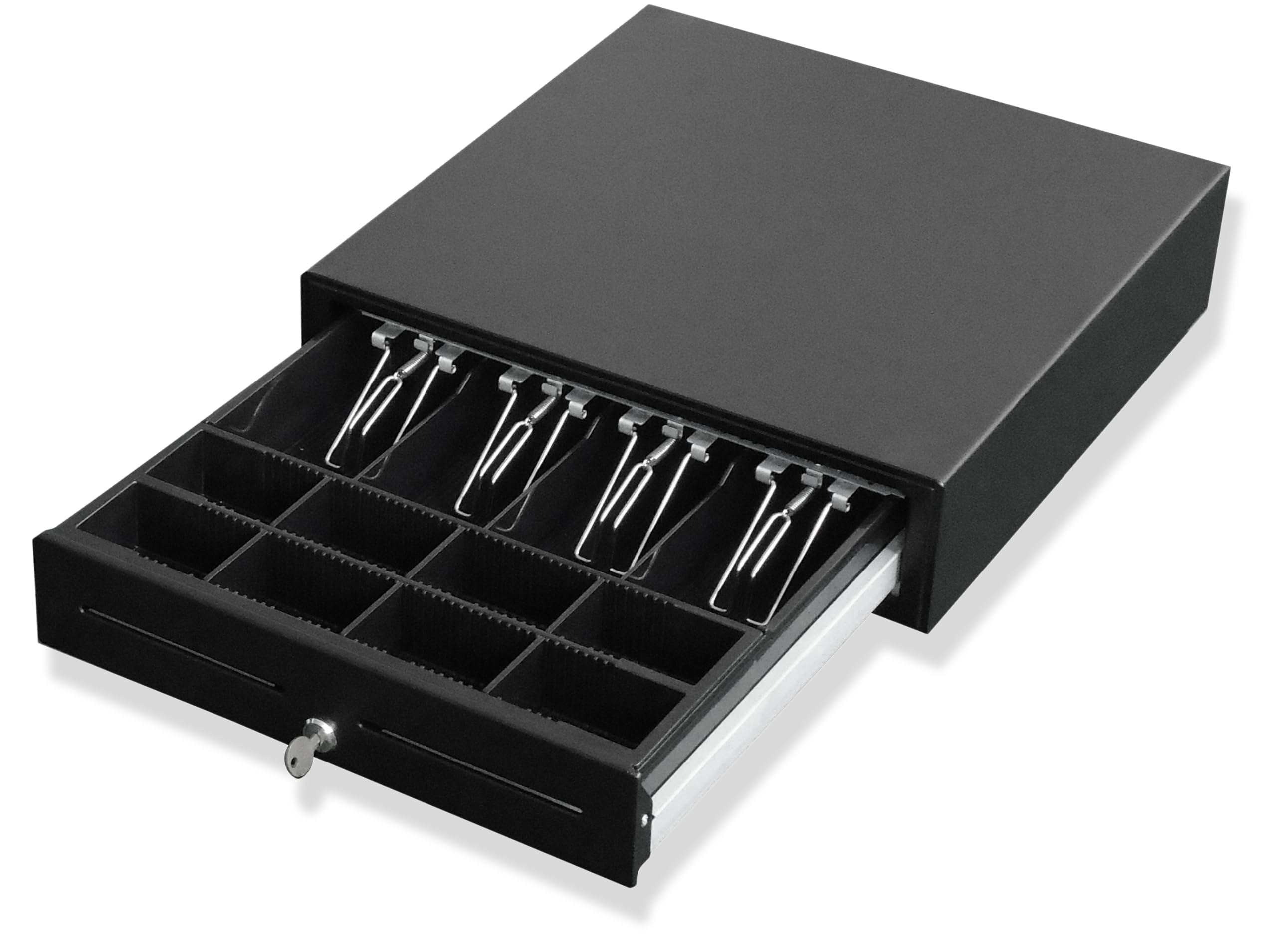 QUORION 410F Kassenlade für PC/POS Kassensysteme, RJ11, 8 Münz- und 4 Scheinfächer, 12V/24V