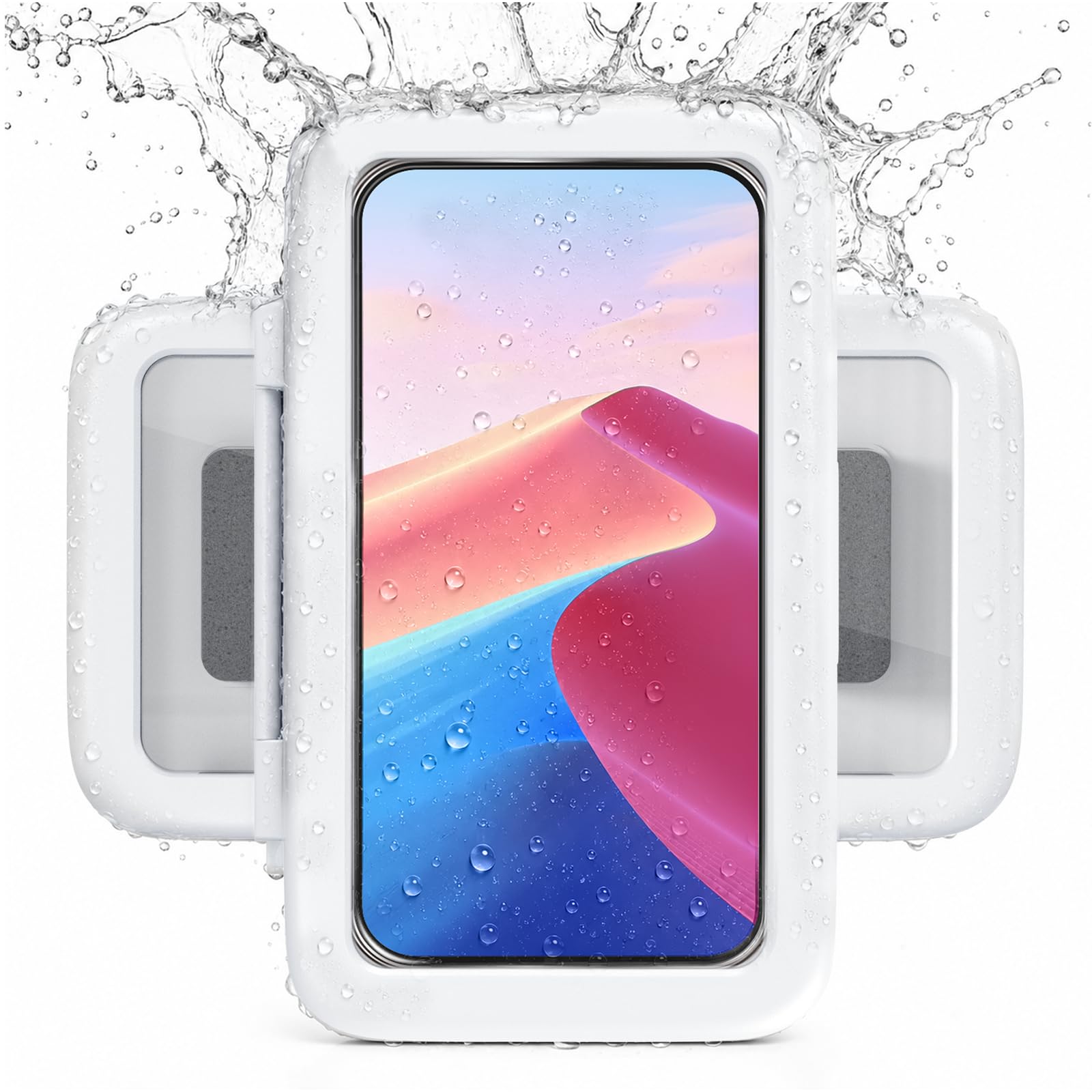 LC-dolida Shower Phone Holder Waterproof, 480° Rotatable Adjustable Bathroom Wall Phone Mount Stand, Anti-Fog High Sensitivity iPhone Case, Anti Fog