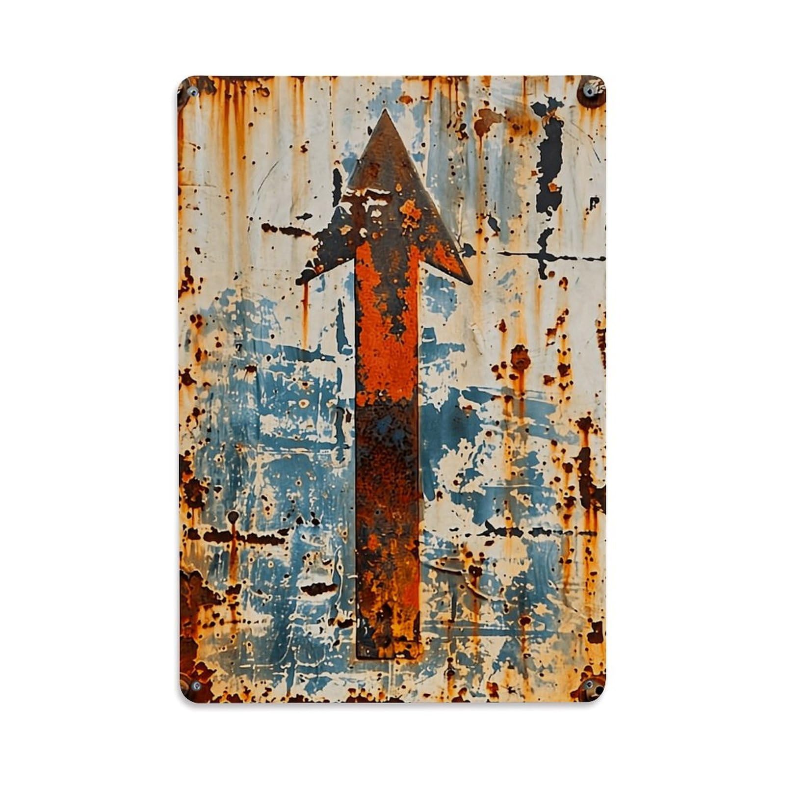 Jdfenggu Vintage Rusty Arrow On Weathered Metal Retro Metal Tin Sign, Decor Art Poster For Bar, Home, Man Cave, Kitchen, Laundry Room Gift 8X12inch