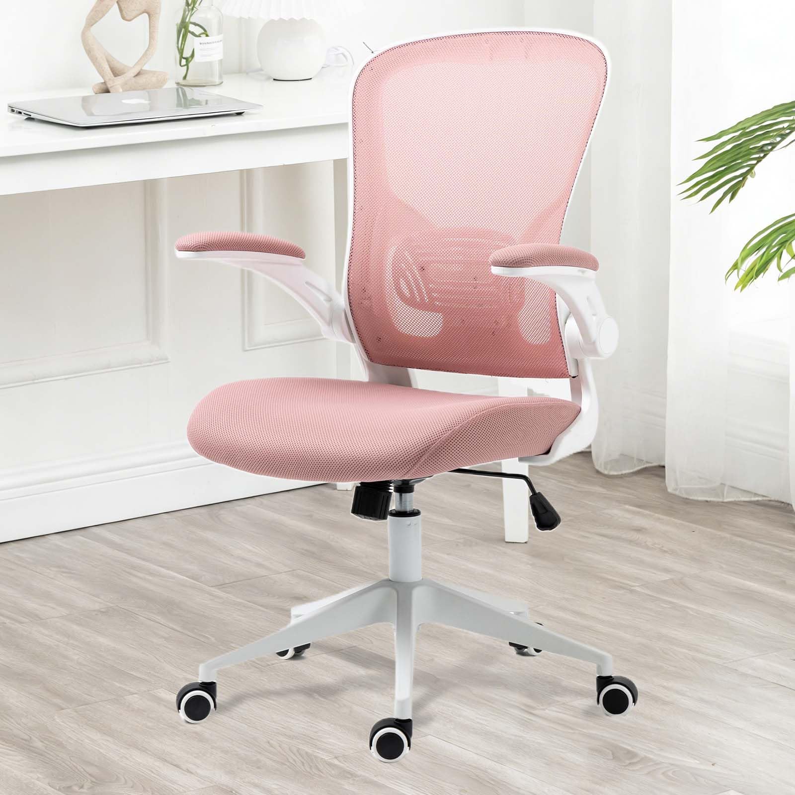 Ergonomic Mesh Office Chair - Home Desk Chairs with FILP-up Armrests Tilt Function Rolling Computer Chair with Lumbar