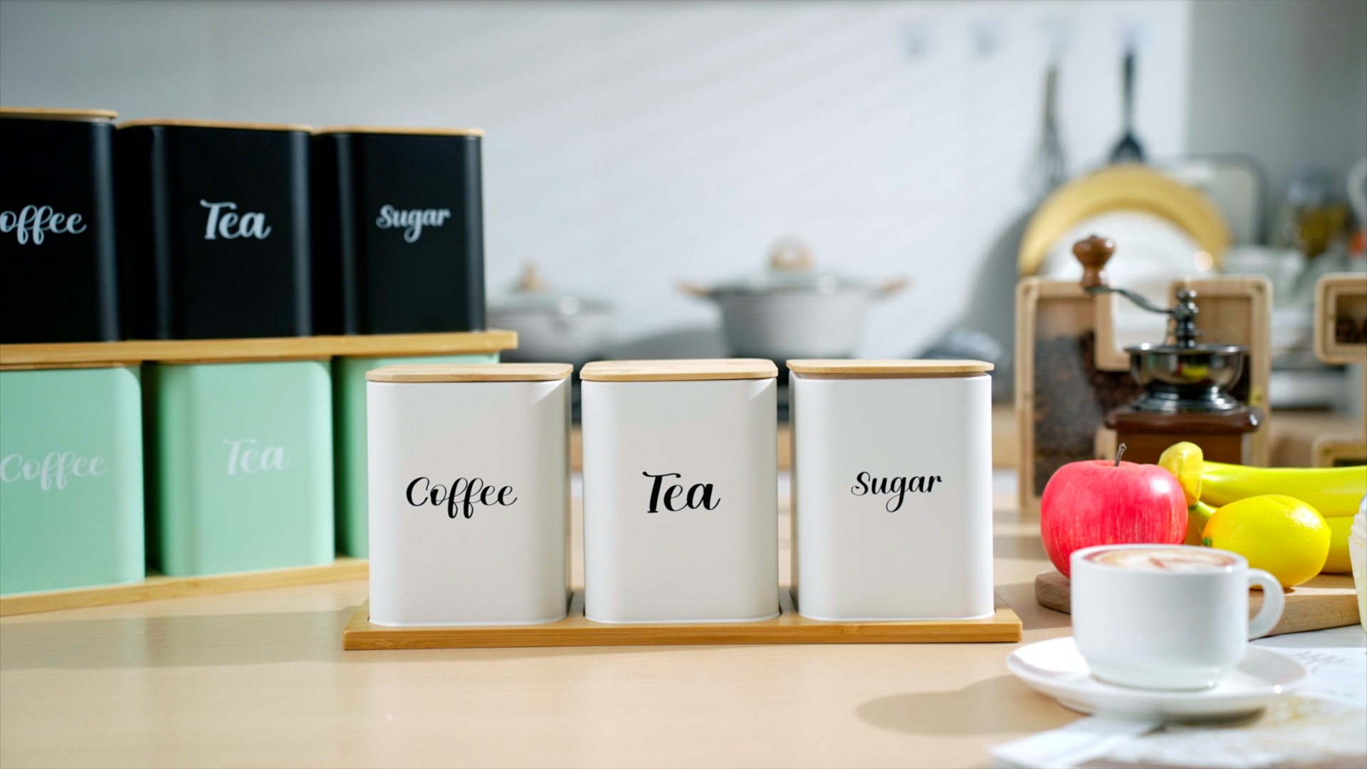 Amazon.com: Tioncy Coffee Tea Sugar Container with Tray Set of 3