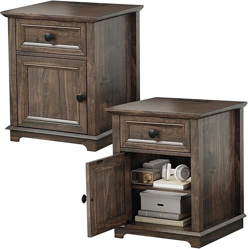 Vista 12 de Mesas auxiliares con juegos de carga rápida, mesas auxiliares con cajones, mesas auxiliares de almacenamiento, sala de estar, estante ajustable