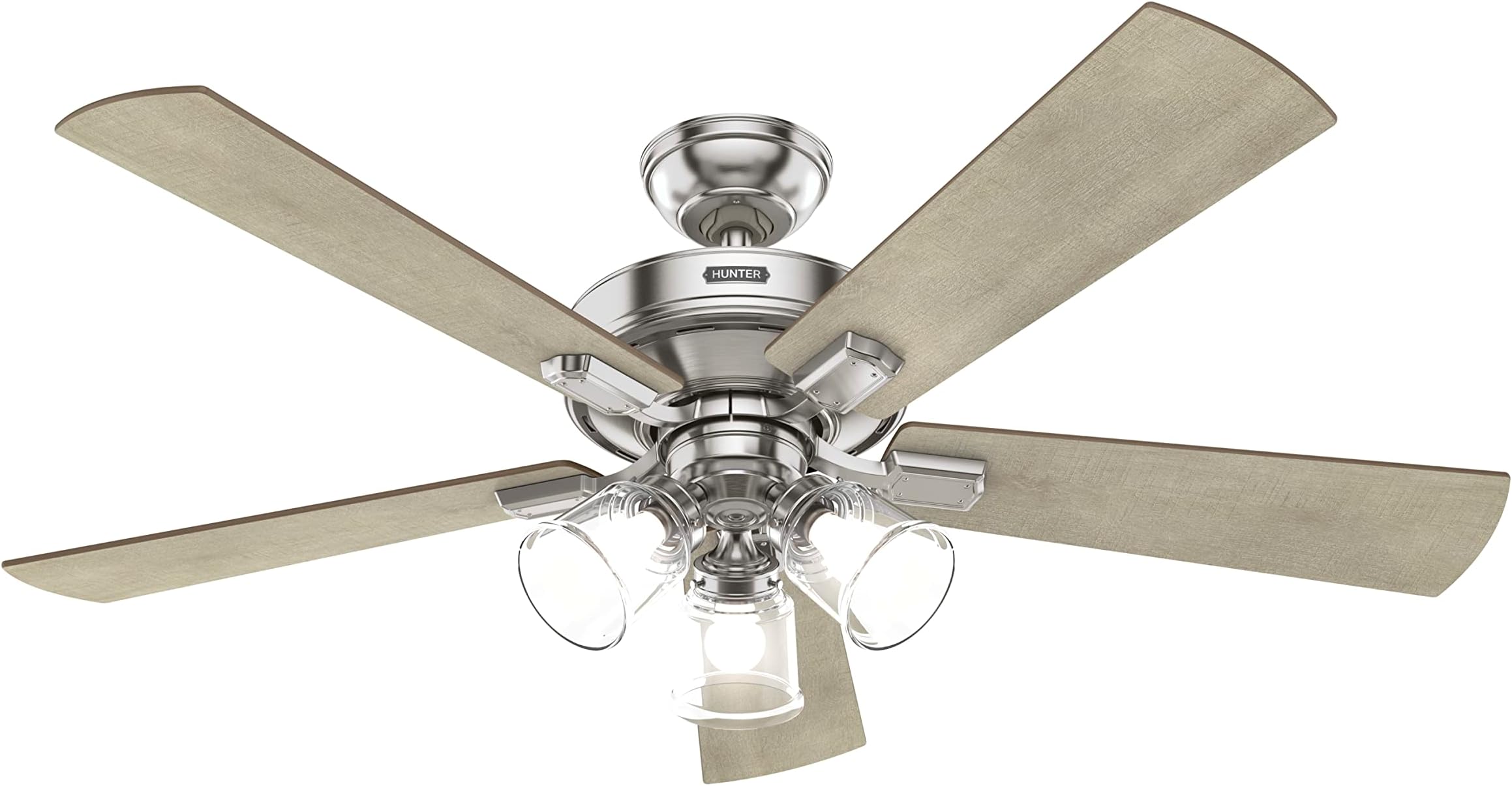 52 inch Crestfield Brushed Nickel Ceiling Fan with LED Light Kit and Handheld Remote