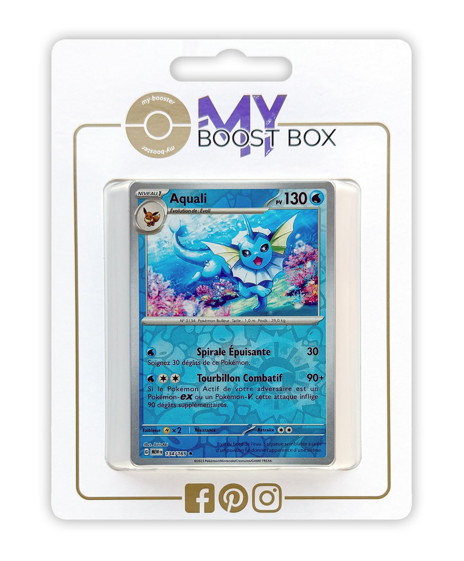 Aquali (Vaporeon) 134/165 Holo or Reverse (Random) - my-booster X Écarlate et Violet 3.5-151 Box of 10 Pokemon French Cards