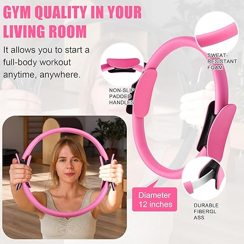 Miniatura 2 de 10 piezas de accesorios de equipo de yoga de pilates, anillo de pilates, regalo para mujeres, entrenamiento en casa, incluye círculo de bola, anillo
