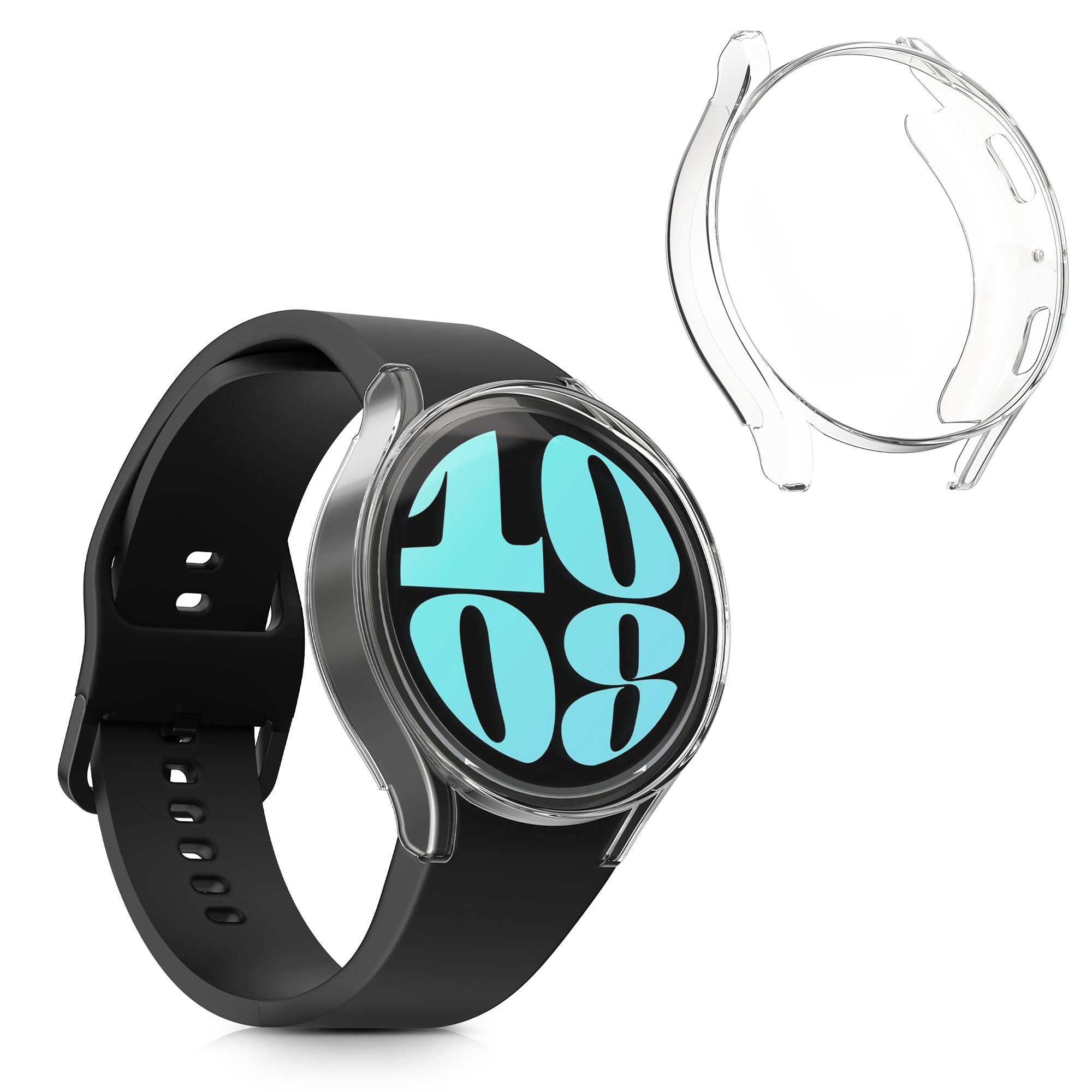 kwmobile Etui kompatybilne z Samsung Galaxy Watch 6 40 mm obudowa - 2X silikonowa ramka ekranu do trackera fitness - przezroczysta