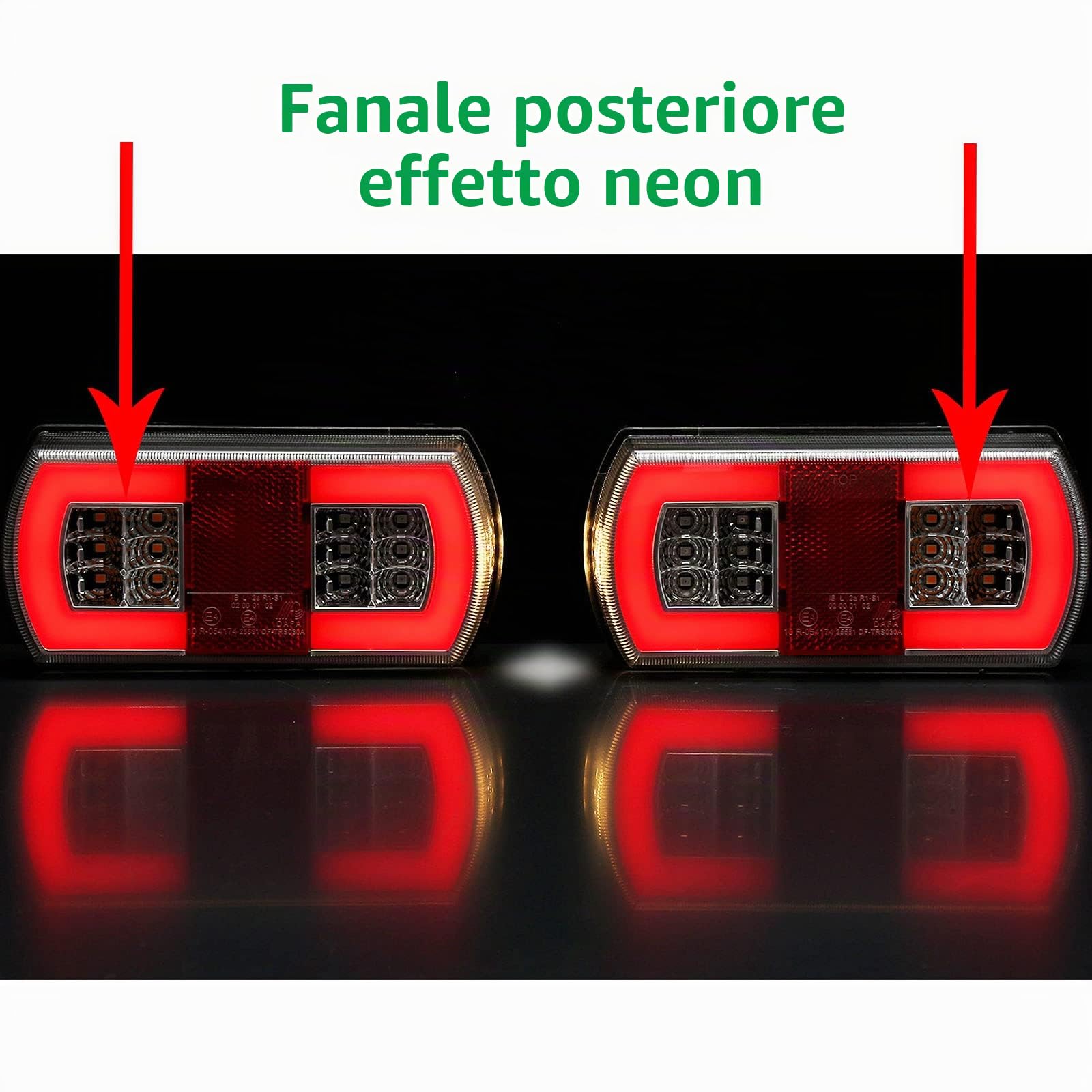 12/24V 2PCS Luci Posteriori per Rimorchio LED,Fanali Posteriori led 12V Lampada del Freni Illuminazione Dell'indicatore Luce di Posizione Effetto Neon Impermeabile per Caravan Furgone E-Mark