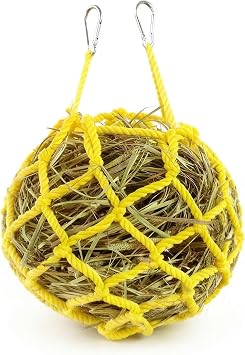 Yellow Rabbit Hay Feeder Mesh Bags, 1311Inch Spherical Polyester Hay Pouch