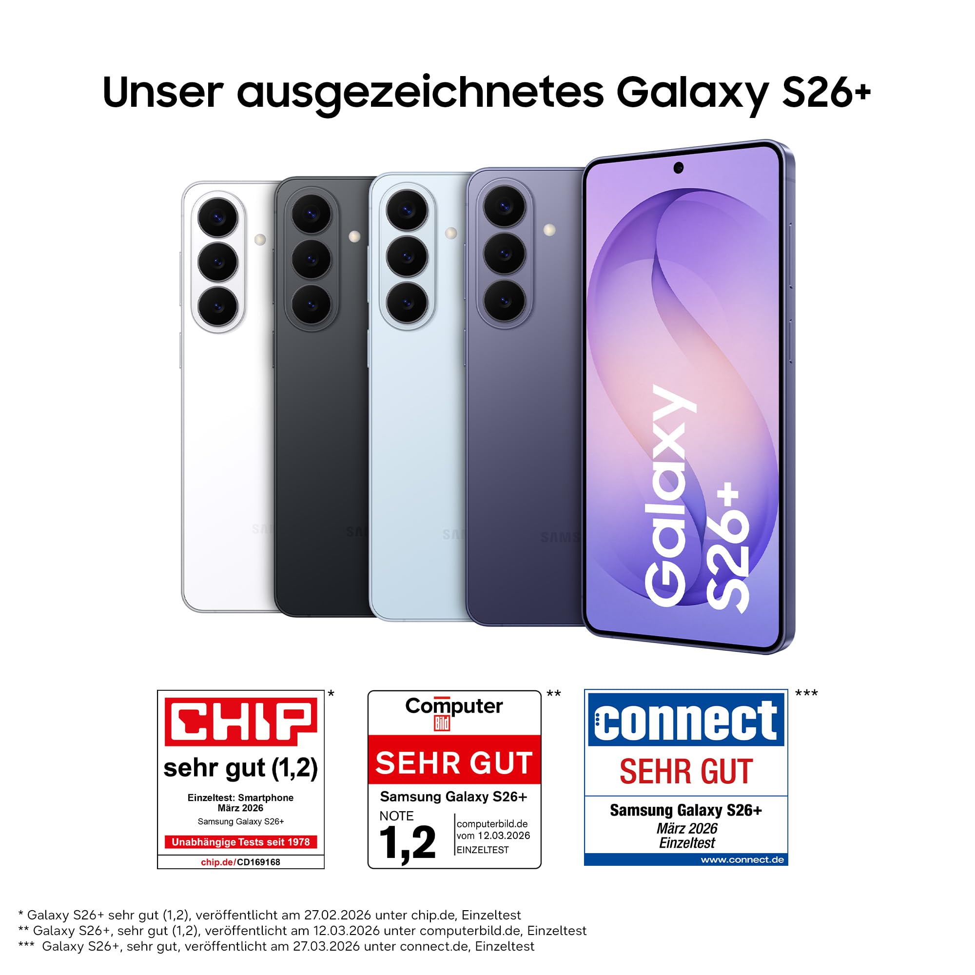 Samsung Galaxy S26+ AI Smartphone mit Galaxy AI, Ohne Vertrag, Handy mit Android, 12 GB RAM, 256 GB Speicher, AP Prozessor, 50 MP, Black, 3 Jahre Herstellergarantie [Exklusiv auf Amazon]