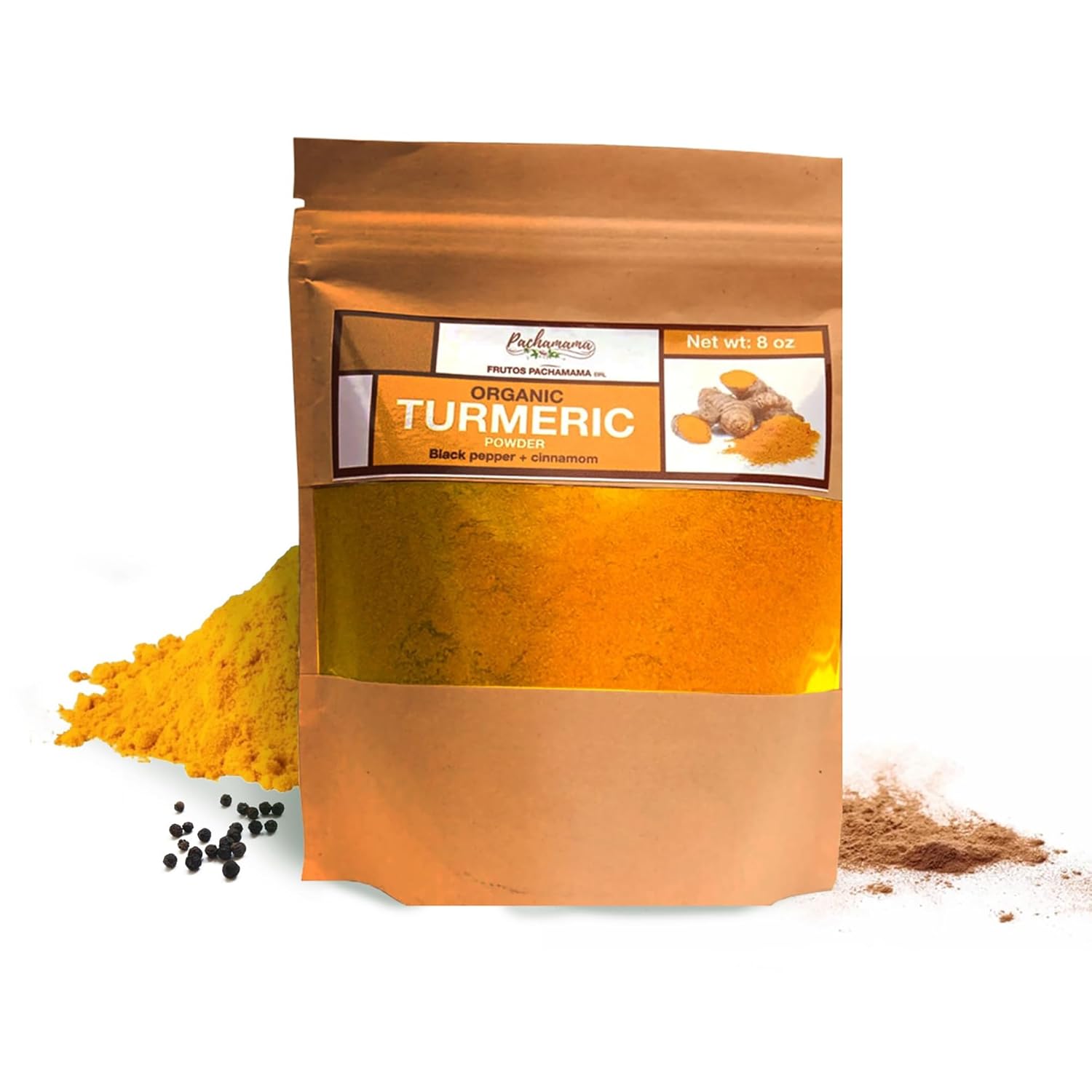Organic Turmeric Powder High Curcumin With Black Pepper Cinnamon From Dominican Republic Anti Inflammatory Pure Natural Spice For Cooking Immune Support Non GMO Superfood 8oz Resealable Bag