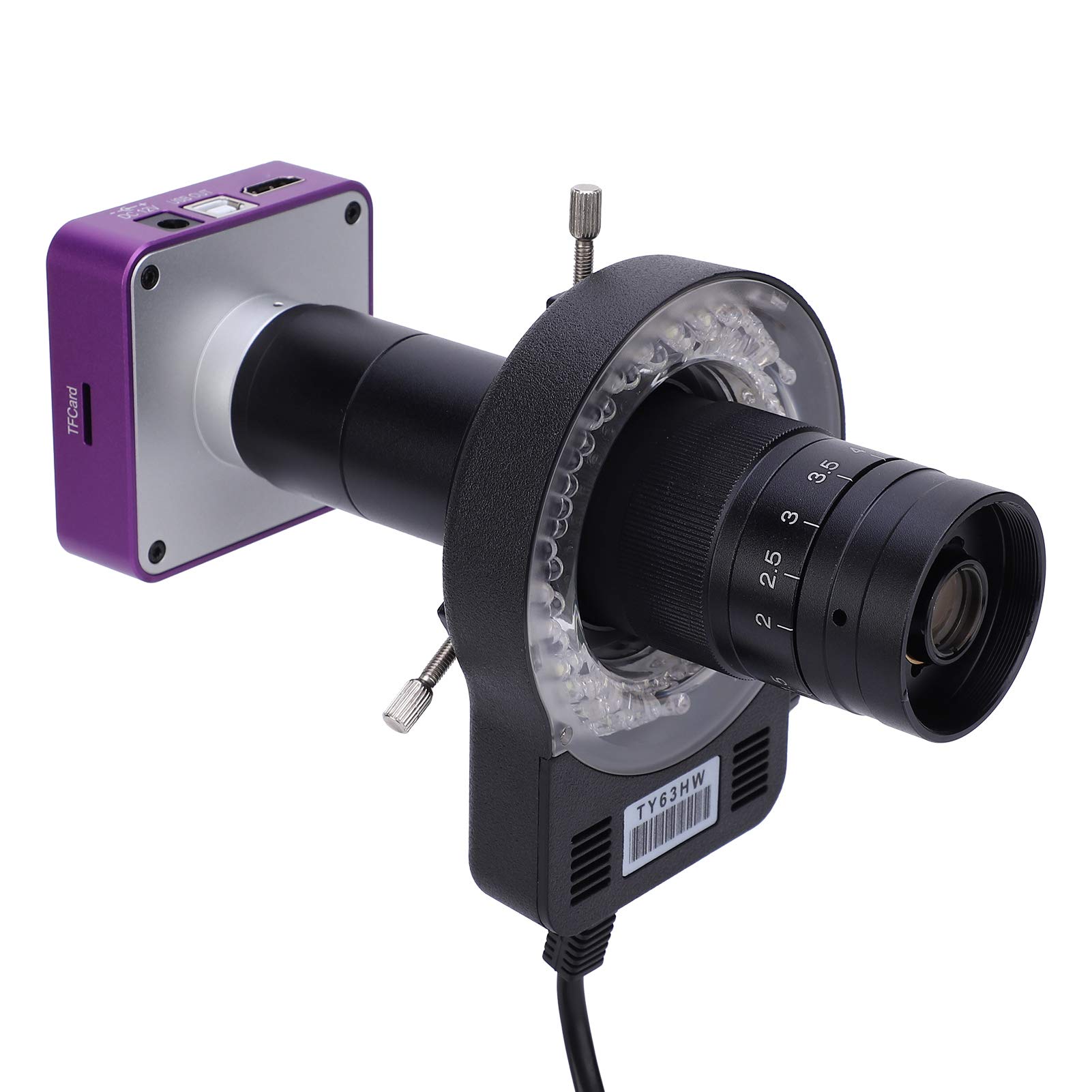 Digitale Mikroskopkamera 51MP 180x C-Mount-Objektiv, 1080p 60fps, Industriekamera mit LED-Ringlicht für das Telefon-PCB-Schweißen des Telefons, Zur Beobachtung der Mikrostruktur