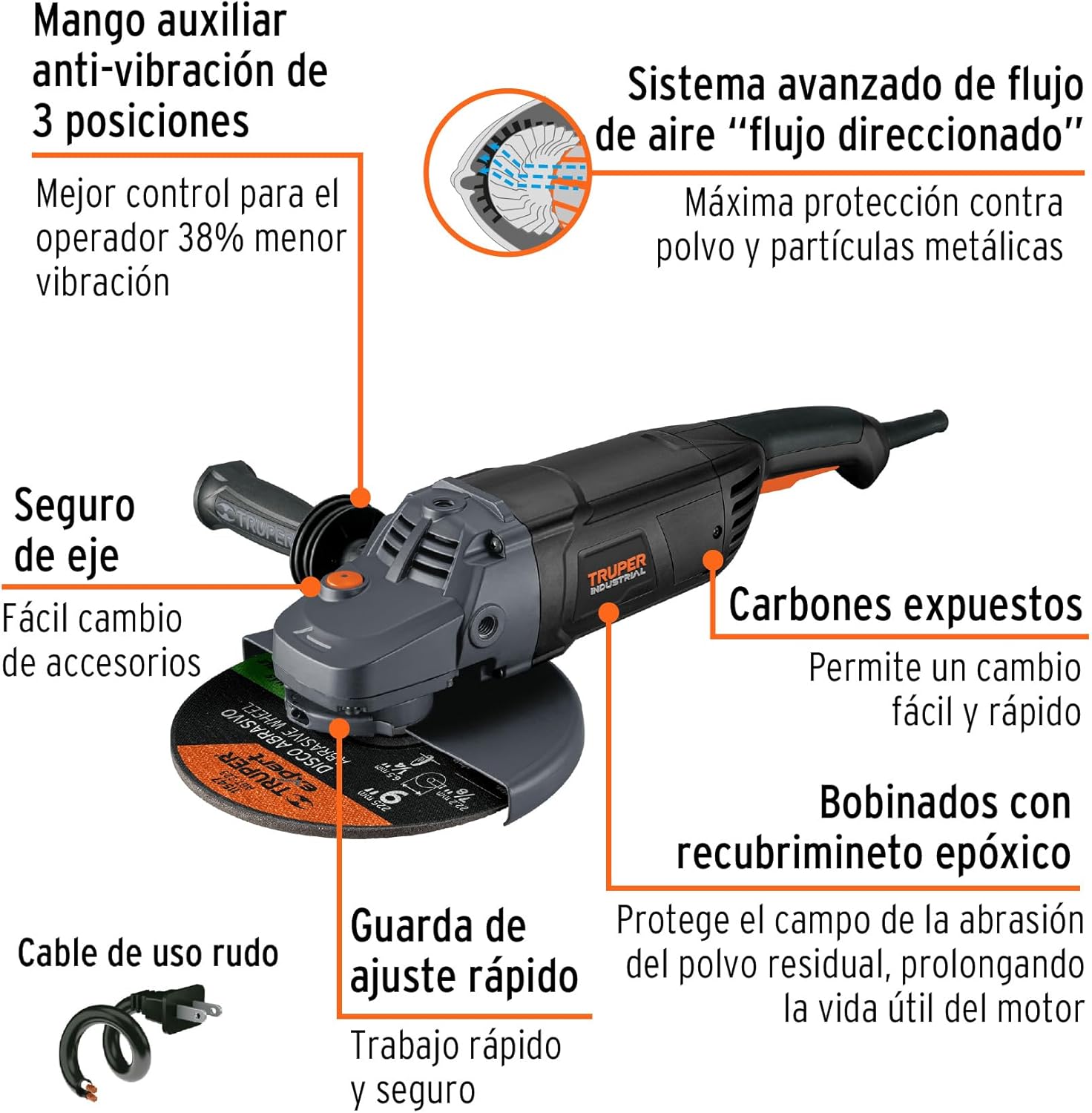 TRUPER ESMA-9N4 Angular grinder 9, industrial, 2400 w
